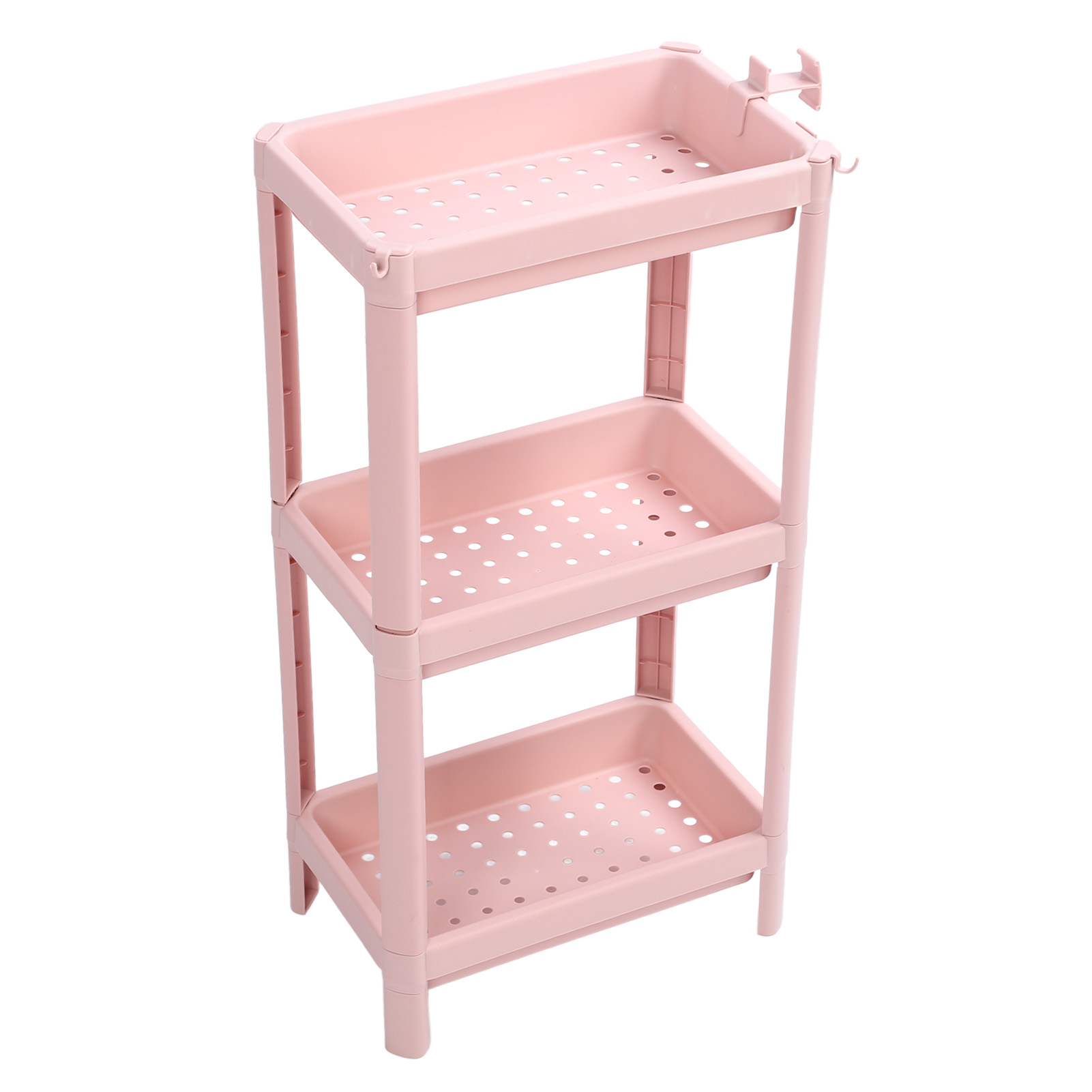 Freistehendes Badezimmerregal, 3 Ebenen, Stabil Und Robust, Freistehendes Eckregal, Rosa