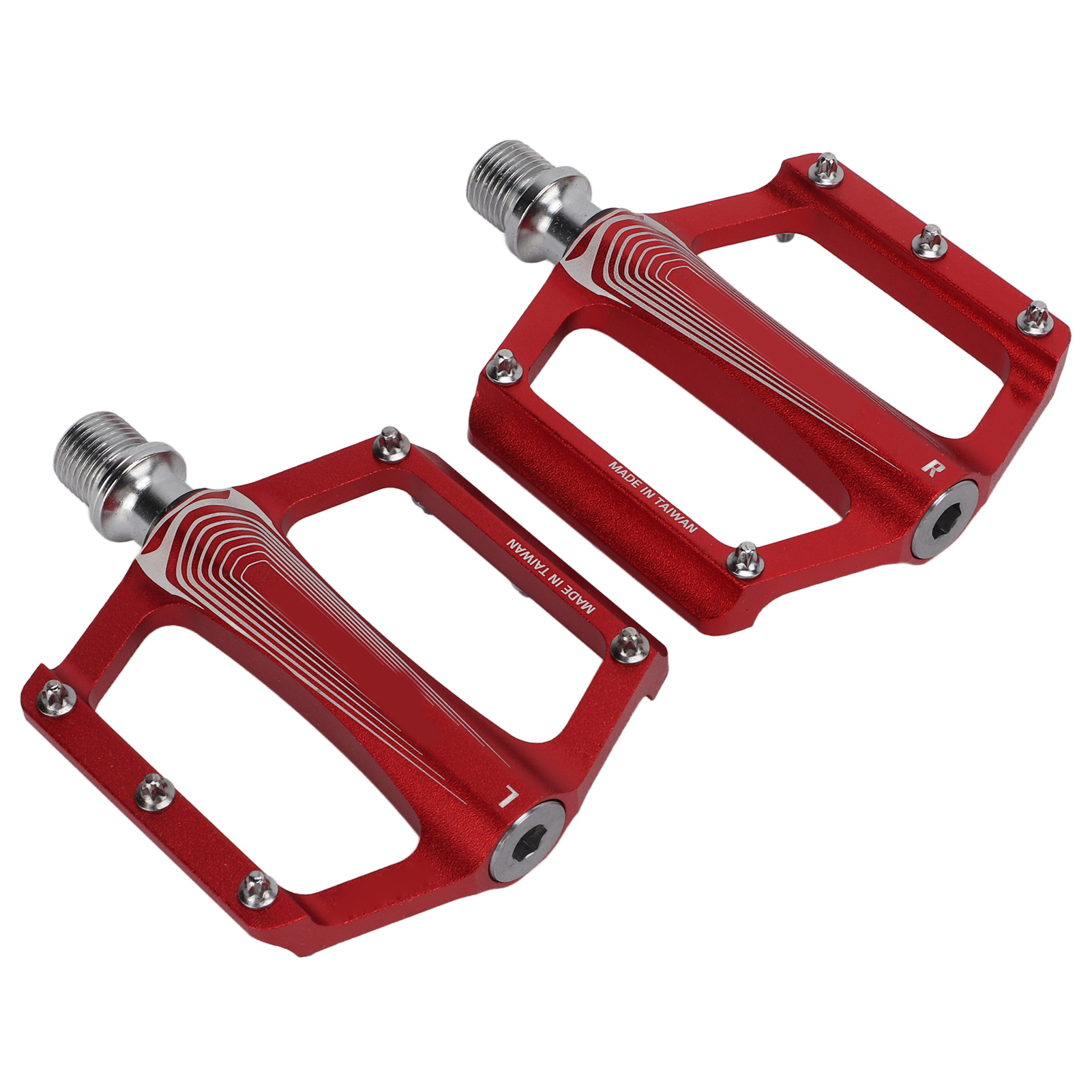 Enlee Fahrradpedale Aus Aluminiumlegierung, Du-lager, Flatpedale Für Mountainbikes Und Rennräder, Rot
