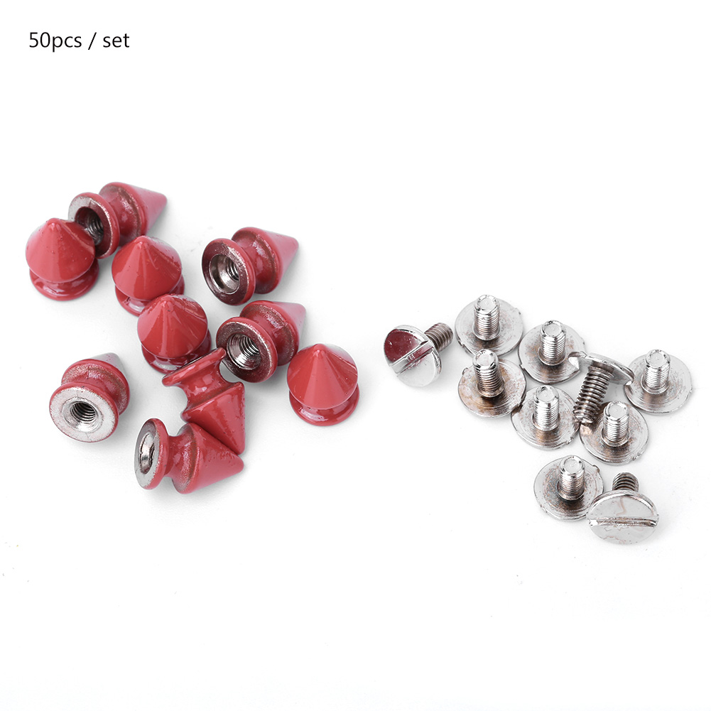 50 Modische, Rote Metallnieten In Pyramiden- Und Kegelform (8 X 12 Mm) Für Ledergürtel, Jacken, Taschen, Bastelarbeiten Und Diy-accessoires