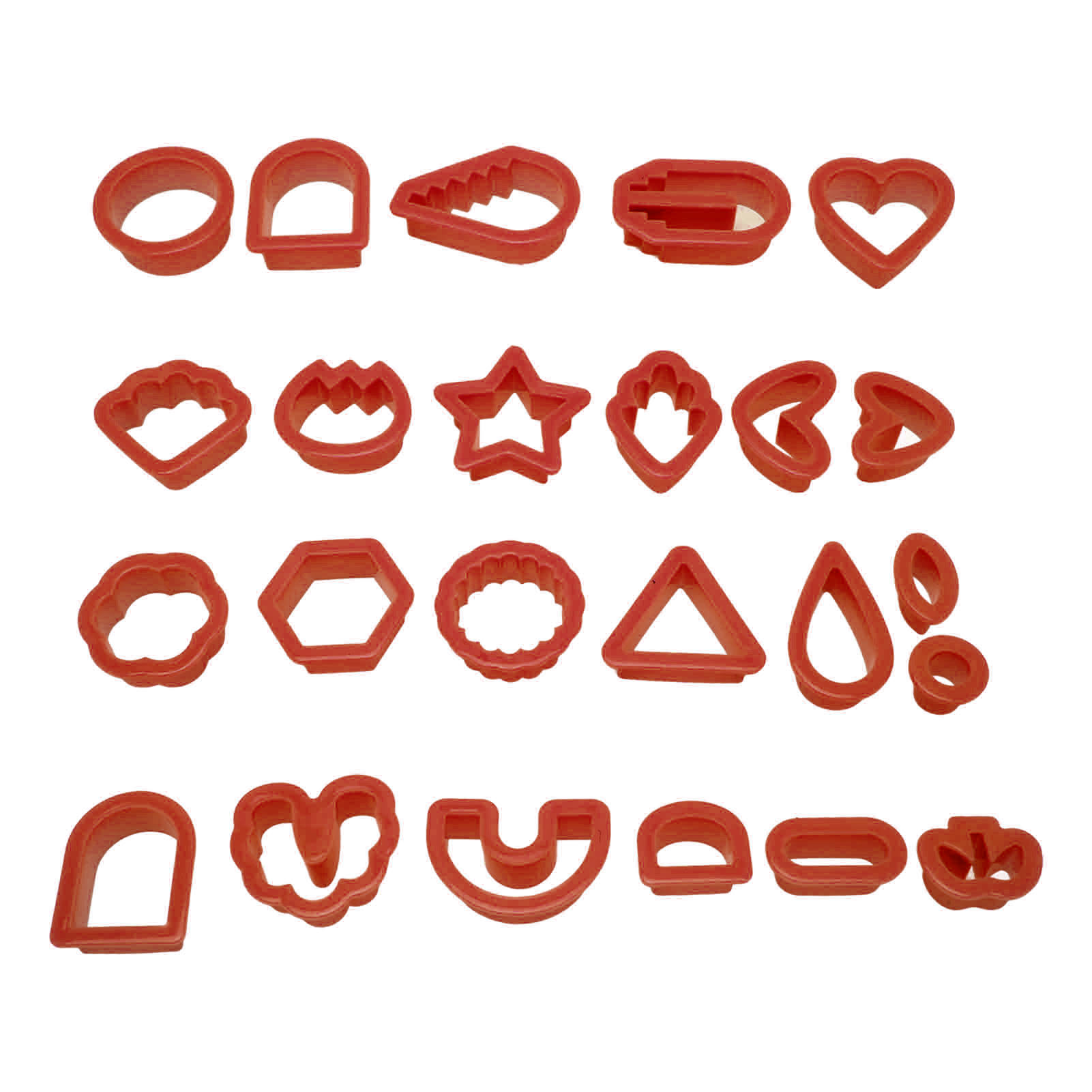 Set Mit 24 Ausstechformen Aus Polymerclay, Dicke Ränder, Für Diy-bastelarbeiten, Lebensmittelecht, Für Modelliermasse, Kuchen Und Kerzen, Rot