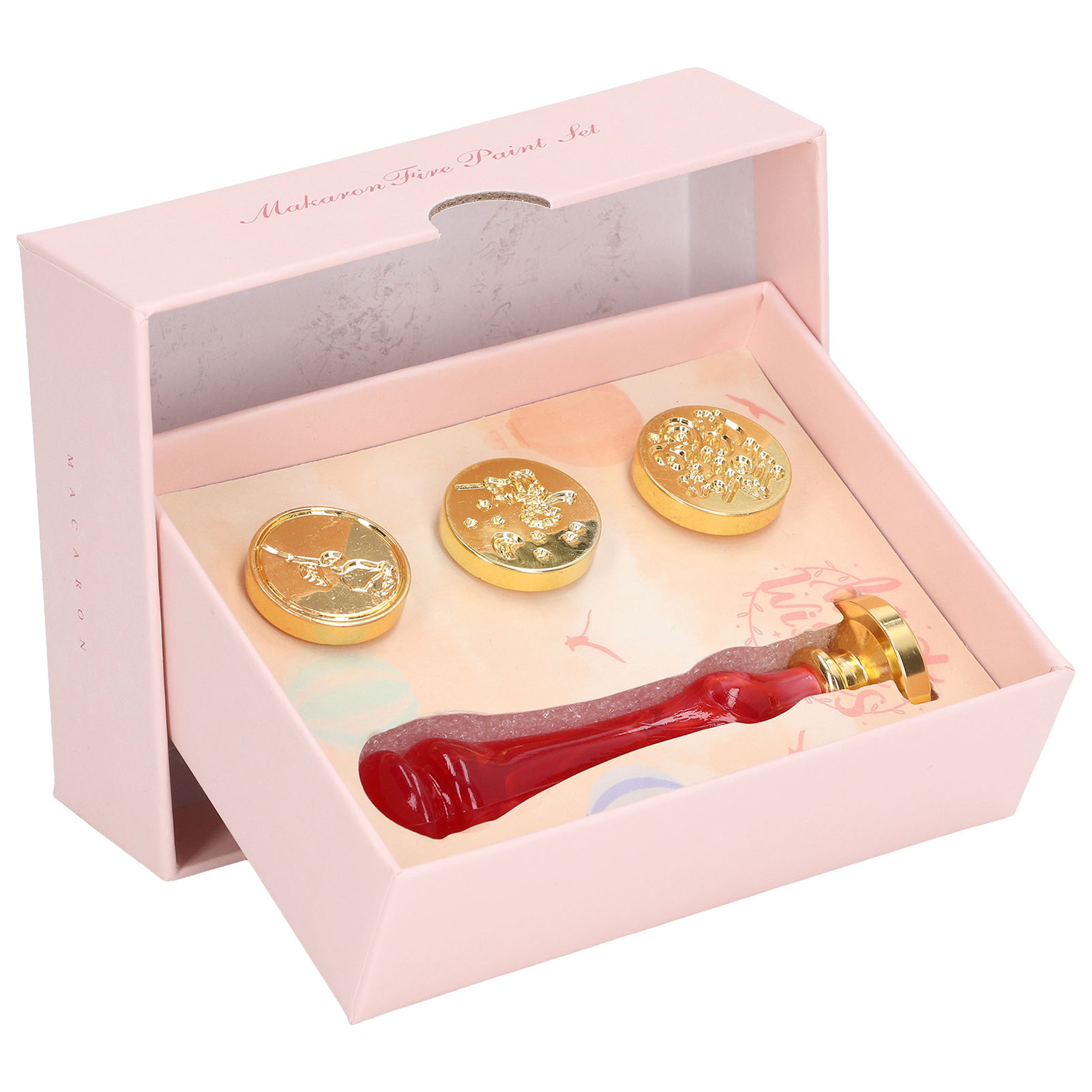 Set Mit Filigranen Wachsstempeln, 4 Abnehmbare Vintage-stempelköpfe, Wachssiegel Mit Harzgriffen Für Rote Einladungen