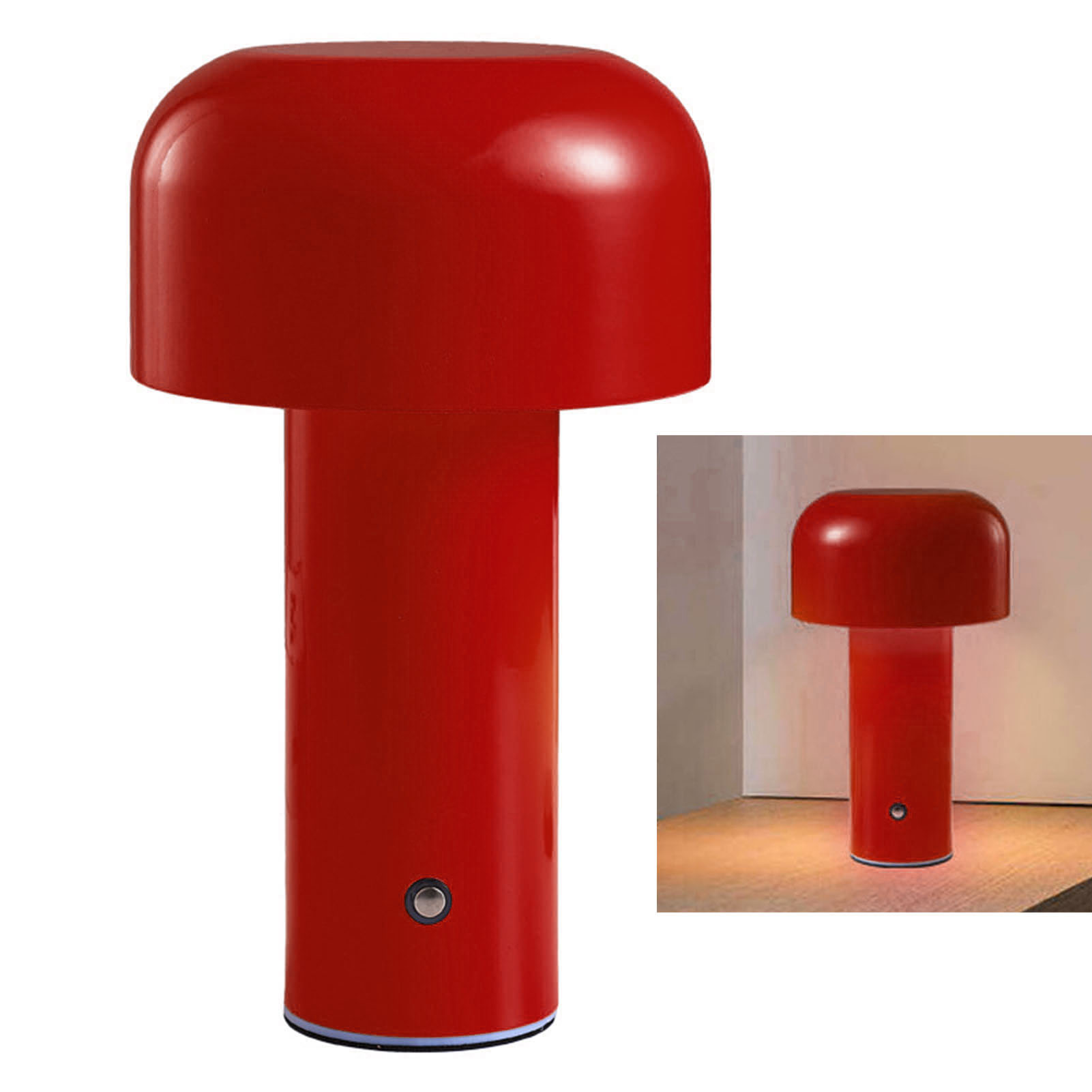 Pilzförmige Led-lampe Mit 3 Farben, Stufenloses Dimmen, Rote Nachttischlampe Fürs Schlafzimmer