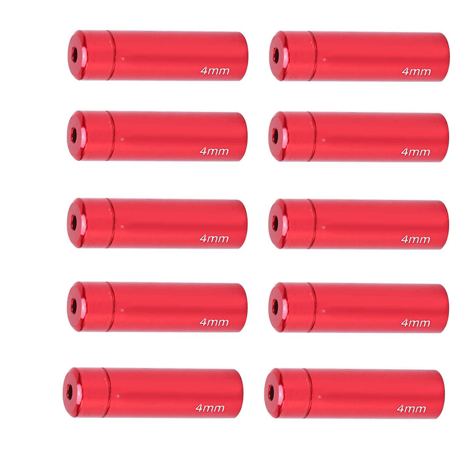 10 Schaltzugendkappen Für Fahrräder, 4 Mm Aluminium, Für Mountainbikes Und Rennräder, Rot