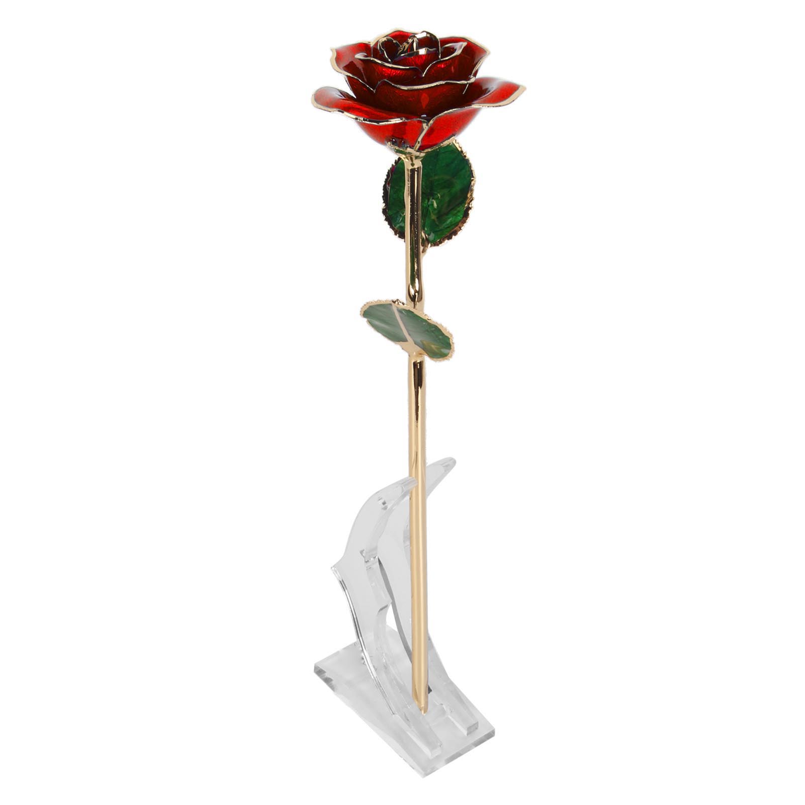24 Karat Vergoldete, Ewige Rose, Brillanter Glanz, Detailreiche Verzierungen, Exquisite Goldene Rose Für Geburtstage, Partys, Valentinstag, Rot