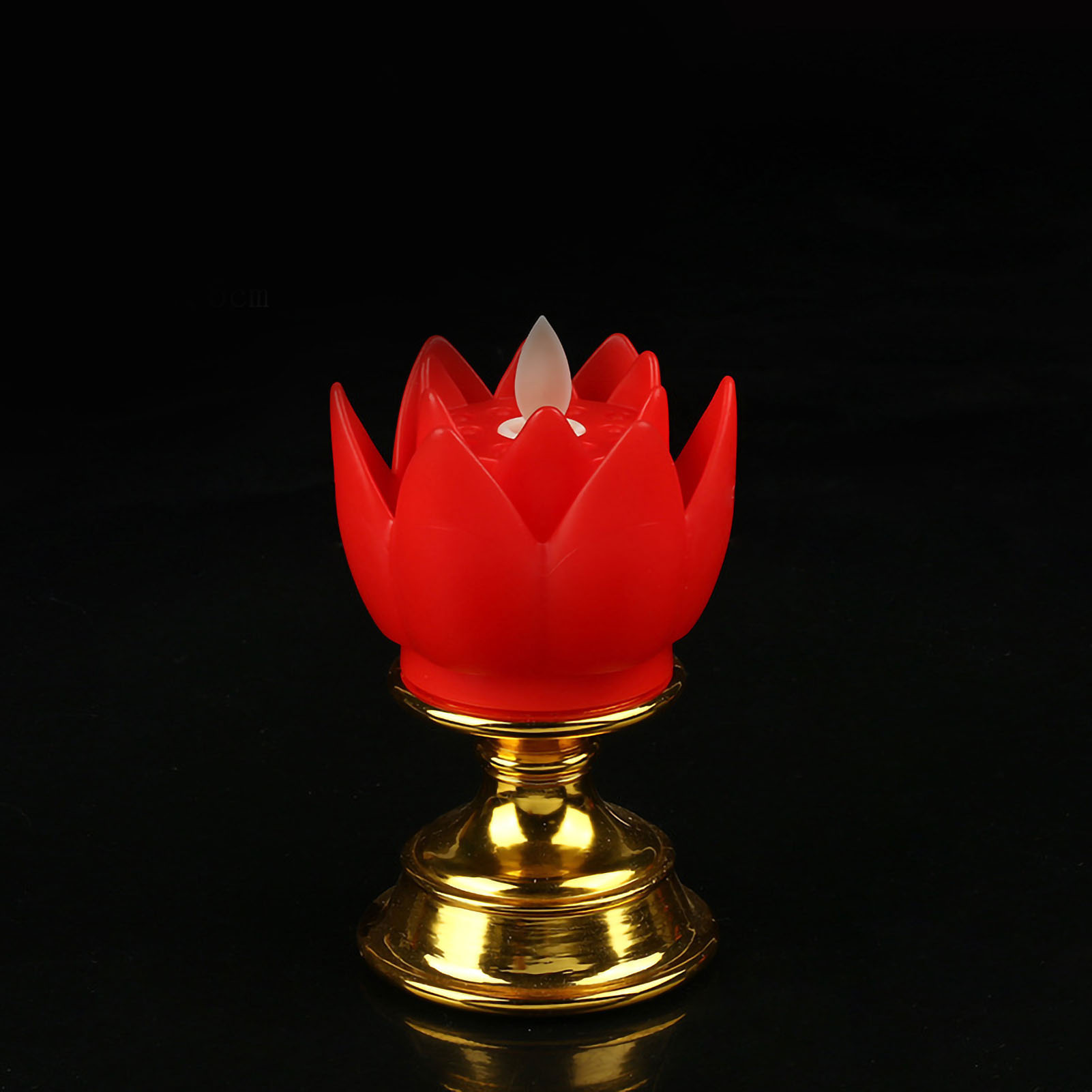 Rote Led-lotuslampe Mit Simulierter Flamme, Sanftes, Natürliches Licht, Buddha-dekoration, 1er-set