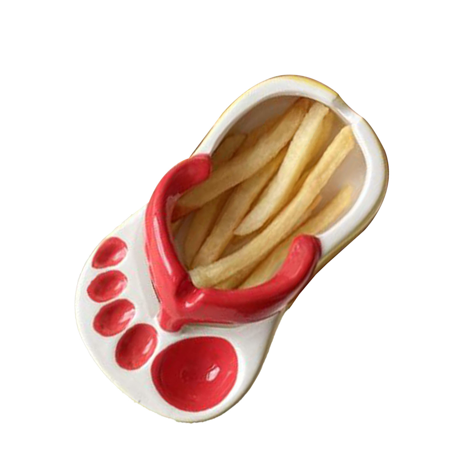 Keramikteller Für Pommes Frites, Niedliche Flip-flop-form, Rote Schüssel Für Pommes Frites, Chips, Sojasauce, Servierschale