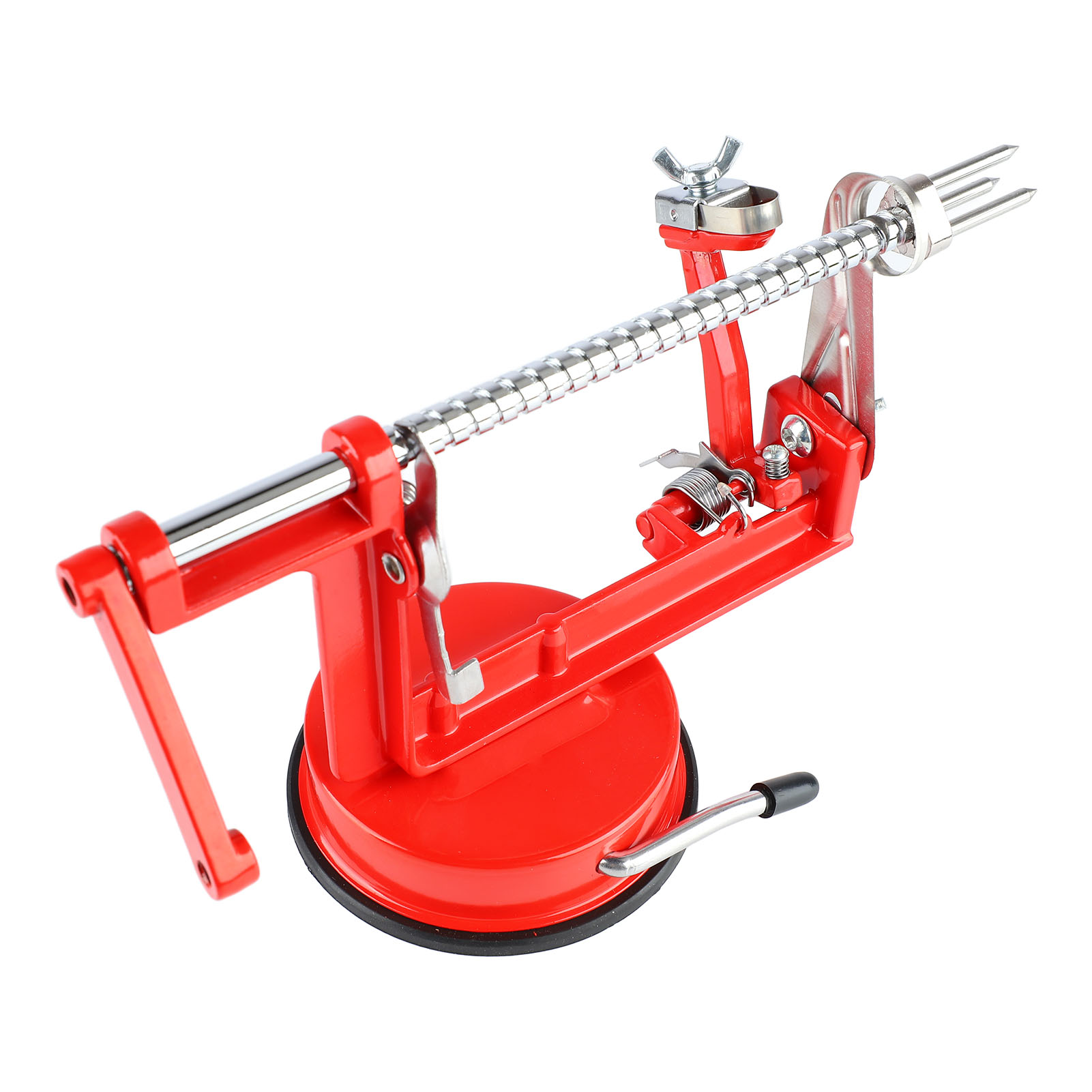 3-in-1-set: Apfelschäler, Kernentferner, Spiralschneider, 304-klinge, Rotes Handkurbelwerkzeug Für Küche Und Restaurant