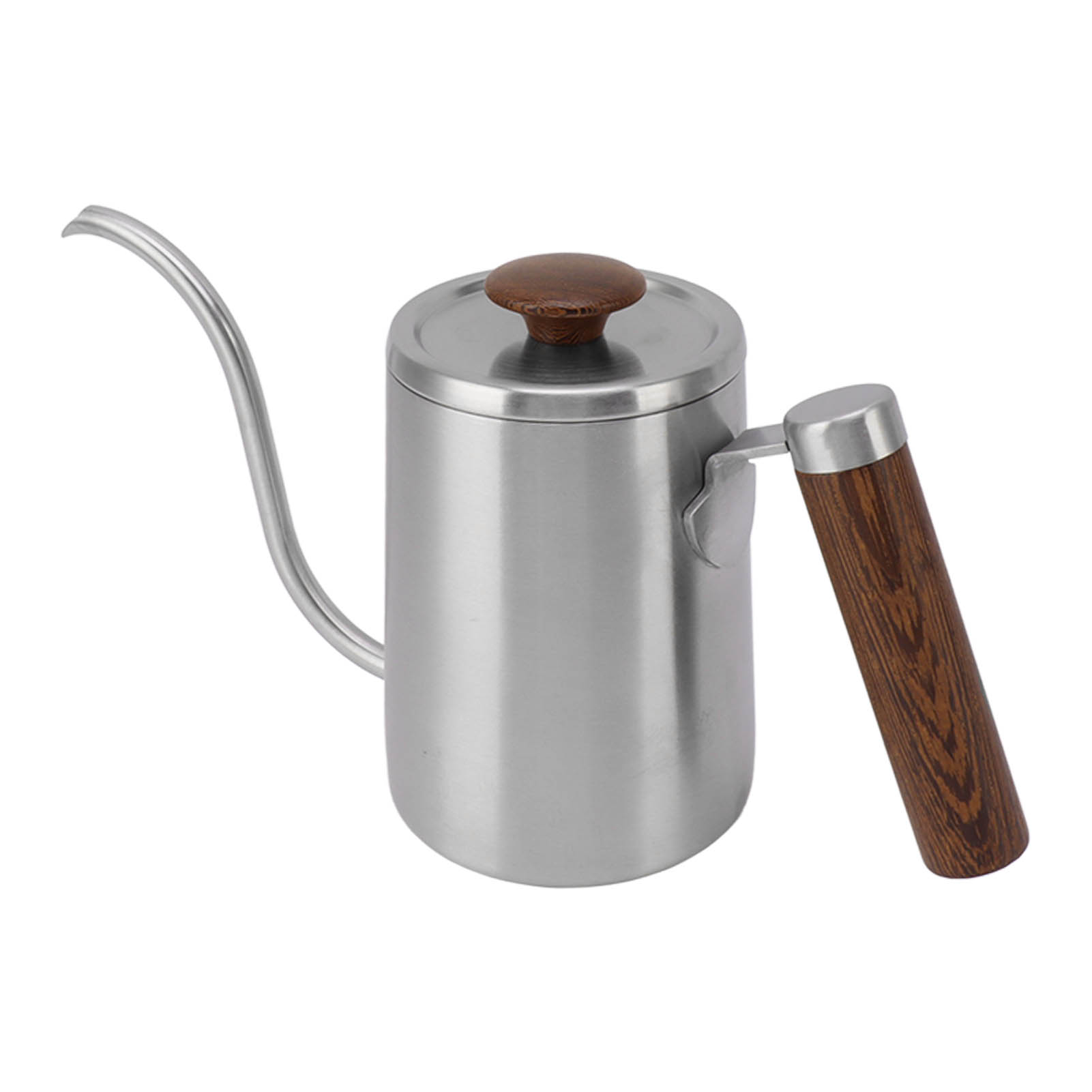 Kaffeekessel Mit Ausgießer, Edelstahl 304, Schmaler Schwanenhalsausguss Mit Holzgriff, 600 Ml, Sandgestrahlte Farbe