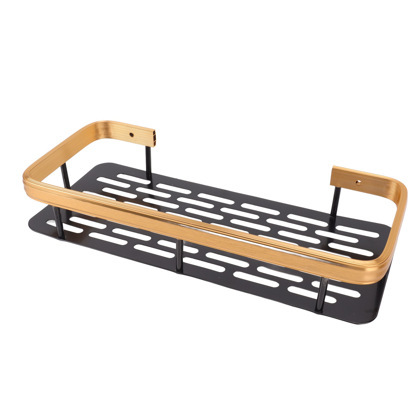 Robustes, Rostfreies Duschregal Aus Aluminium, Einstöckig, Selbstklebend, Für Bad, Schlafzimmer Und Küche, Schwarz-gold
