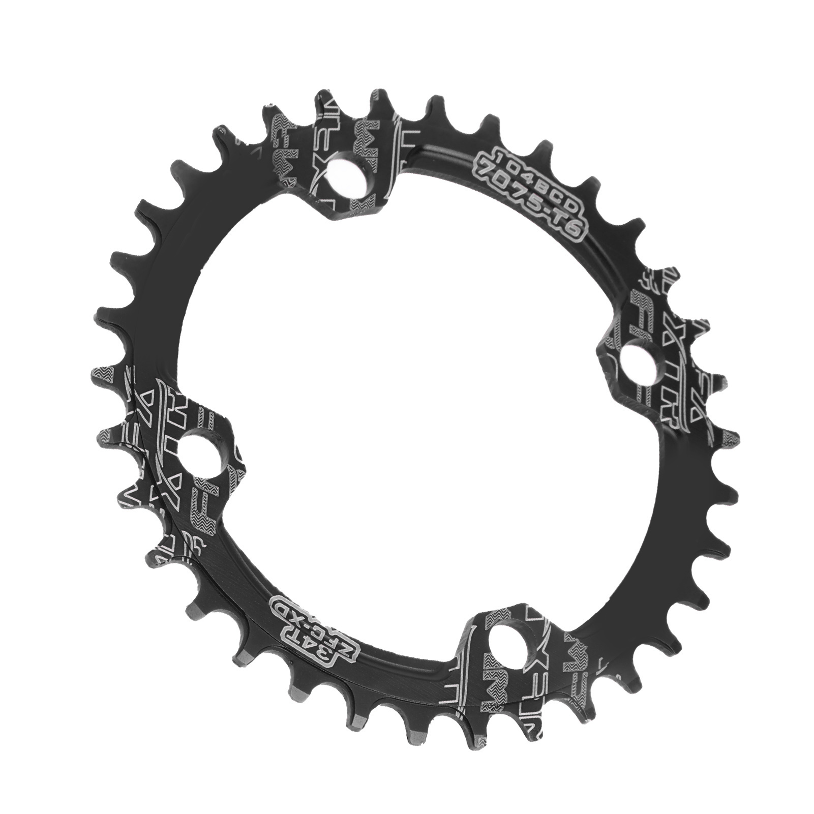 Fmfxtr 34-zahn-kettenblatt (breit/schmal), 104 Mm Lochkreis, Für Rennräder Und Mountainbikes, Schwarz, Einzelnes Rundes Ritzel