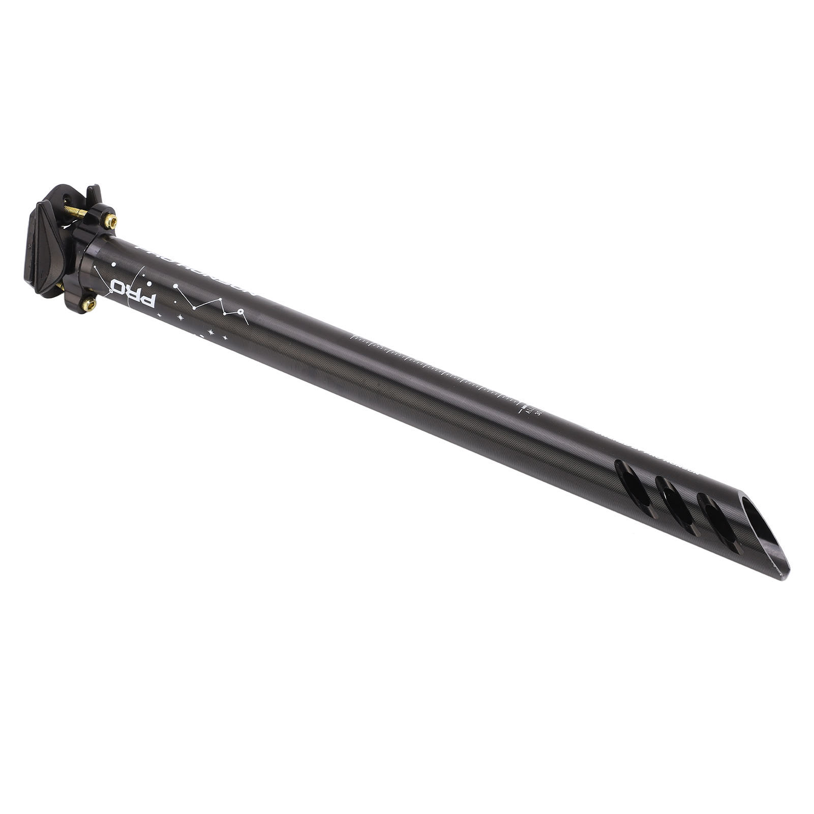 Doppelrohr-sattelstütze Mit Antirutsch-design, Präziser Skala, Cnc-gefräster Aluminiumlegierung, Rennrad/mountainbike, Schwarz, 30,8 Mm