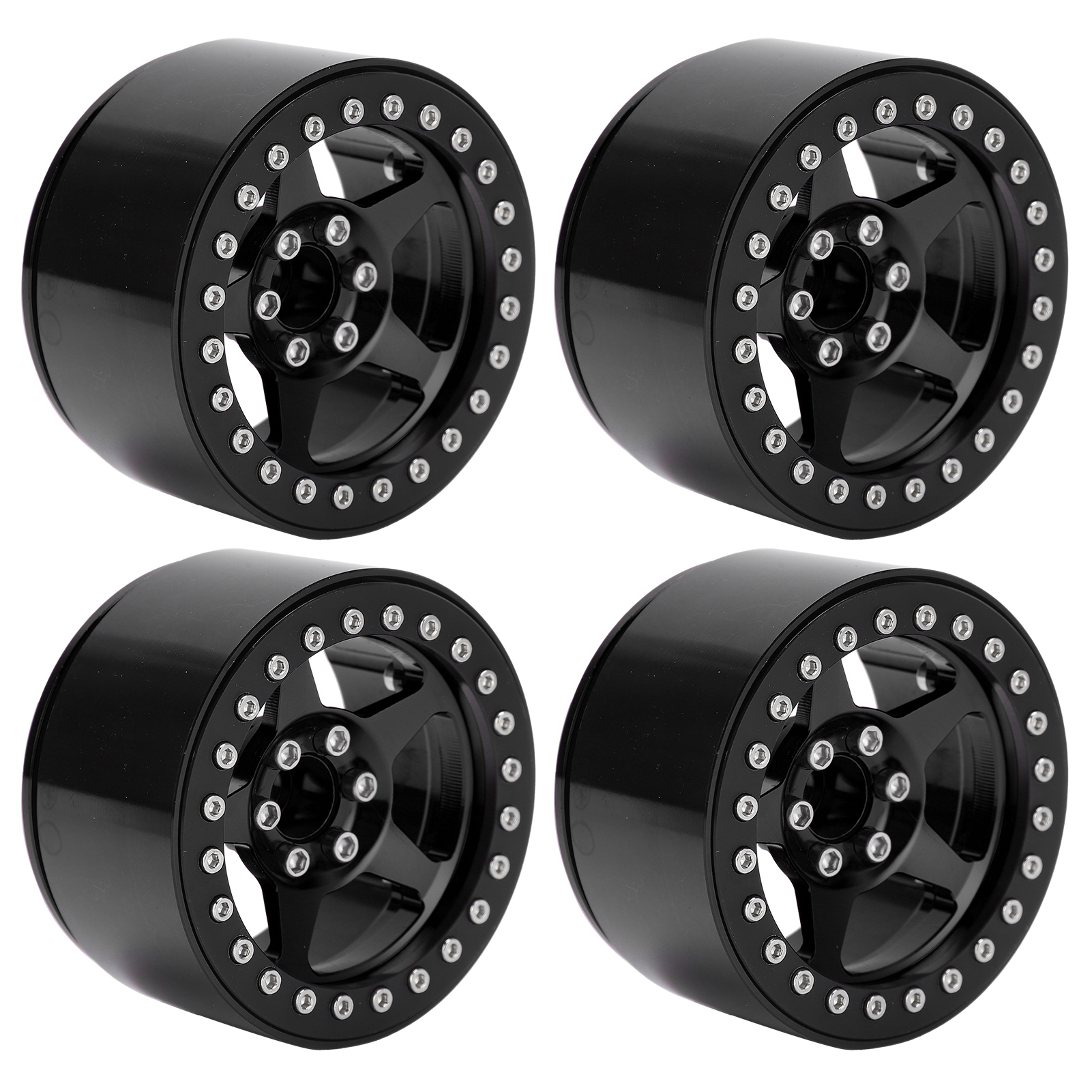 Leichte Fünfspeichen-beadlock-felgen Aus Aluminiumlegierung Für Axial Scx10 90046 Rc-micro-crawler-car, Schwarz