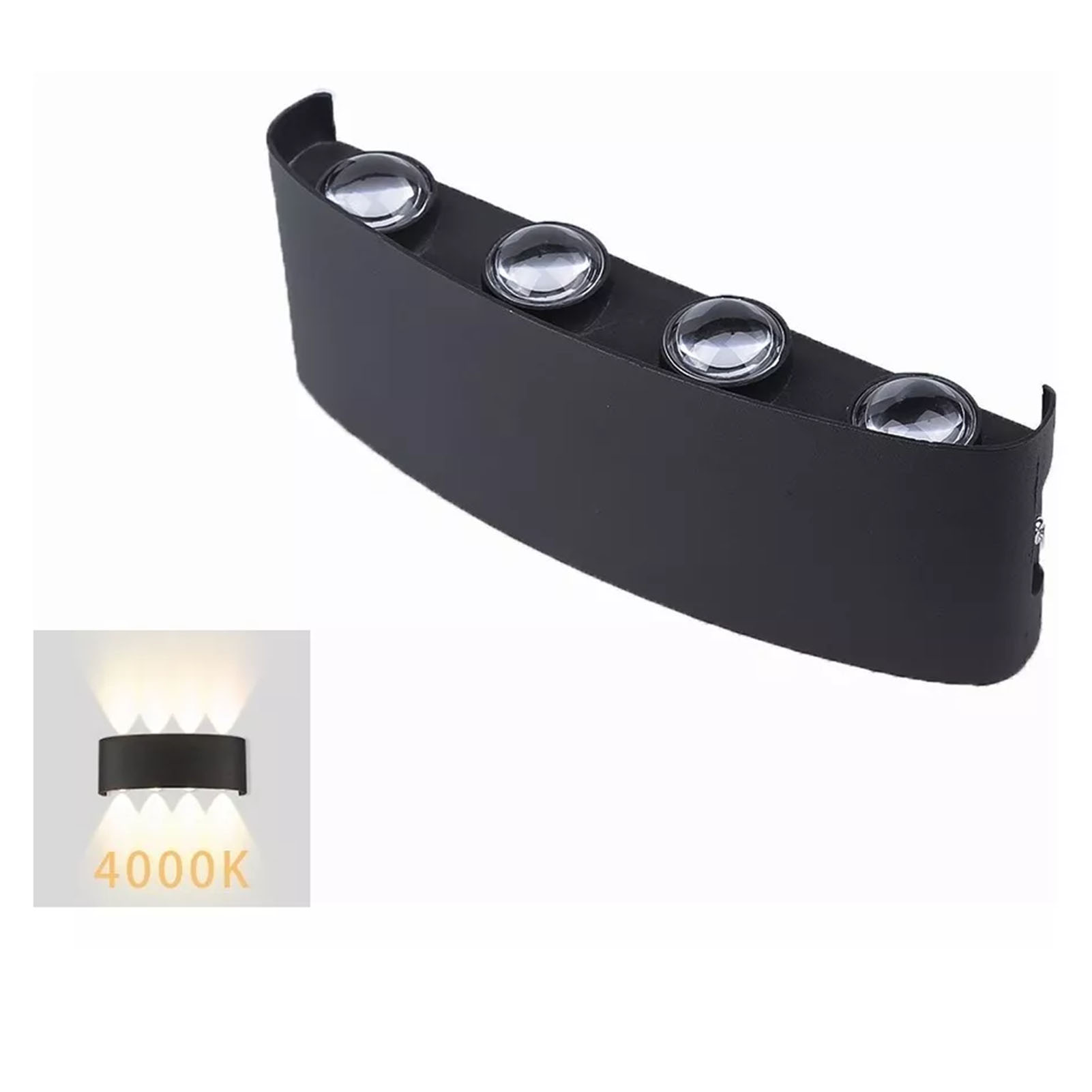 8-w-led-wandleuchte (4000 K) Mit Schwarzem Rahmen, 8 Leds, Schutzart Ip65 (wasserdicht), Für Schlafzimmer, Büro, Hotel