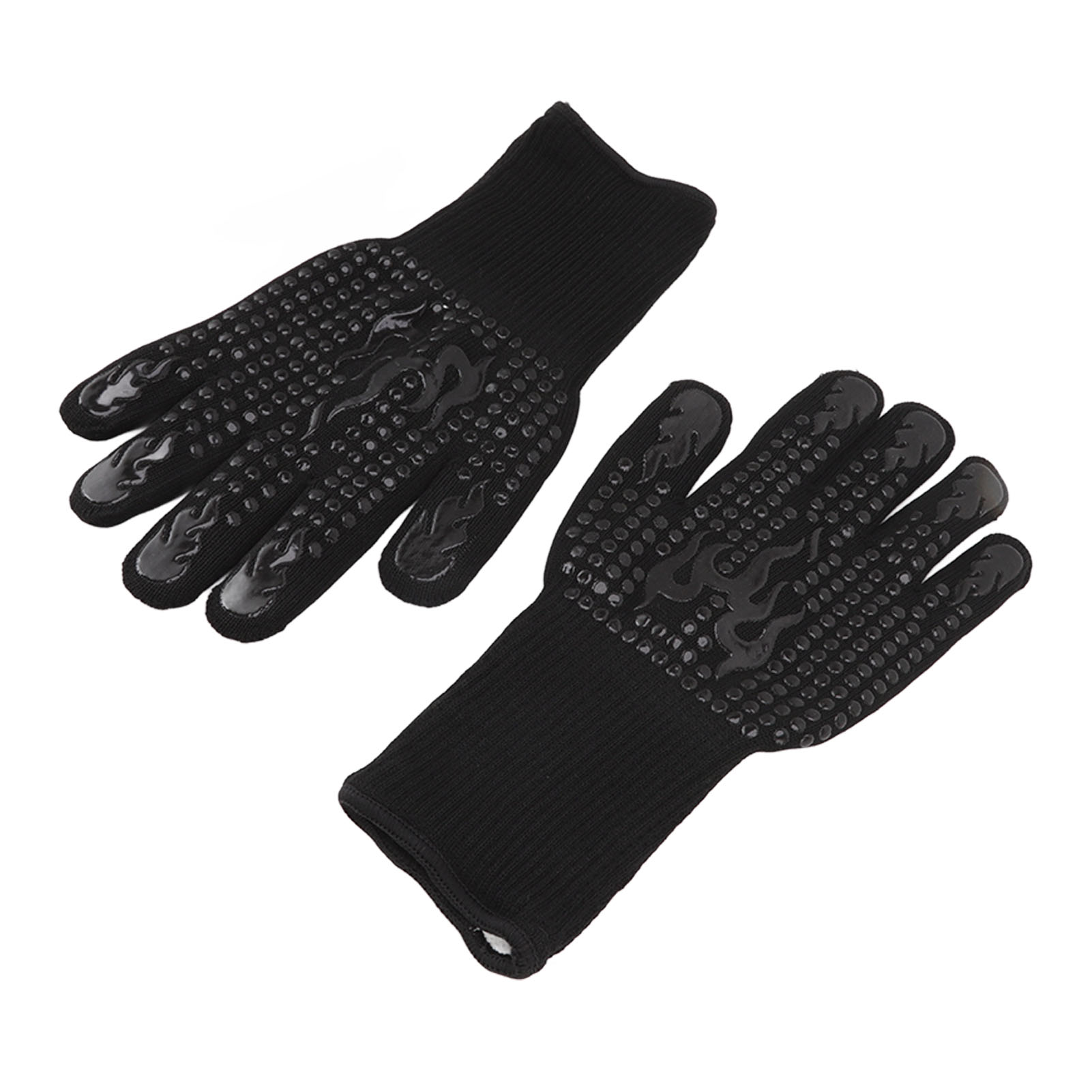 Gestrickte Silikon-ofenhandschuhe, 2er-set, Hitzebeständig, Rutschfest, Waschbar, Einheitsgröße, Schwarz