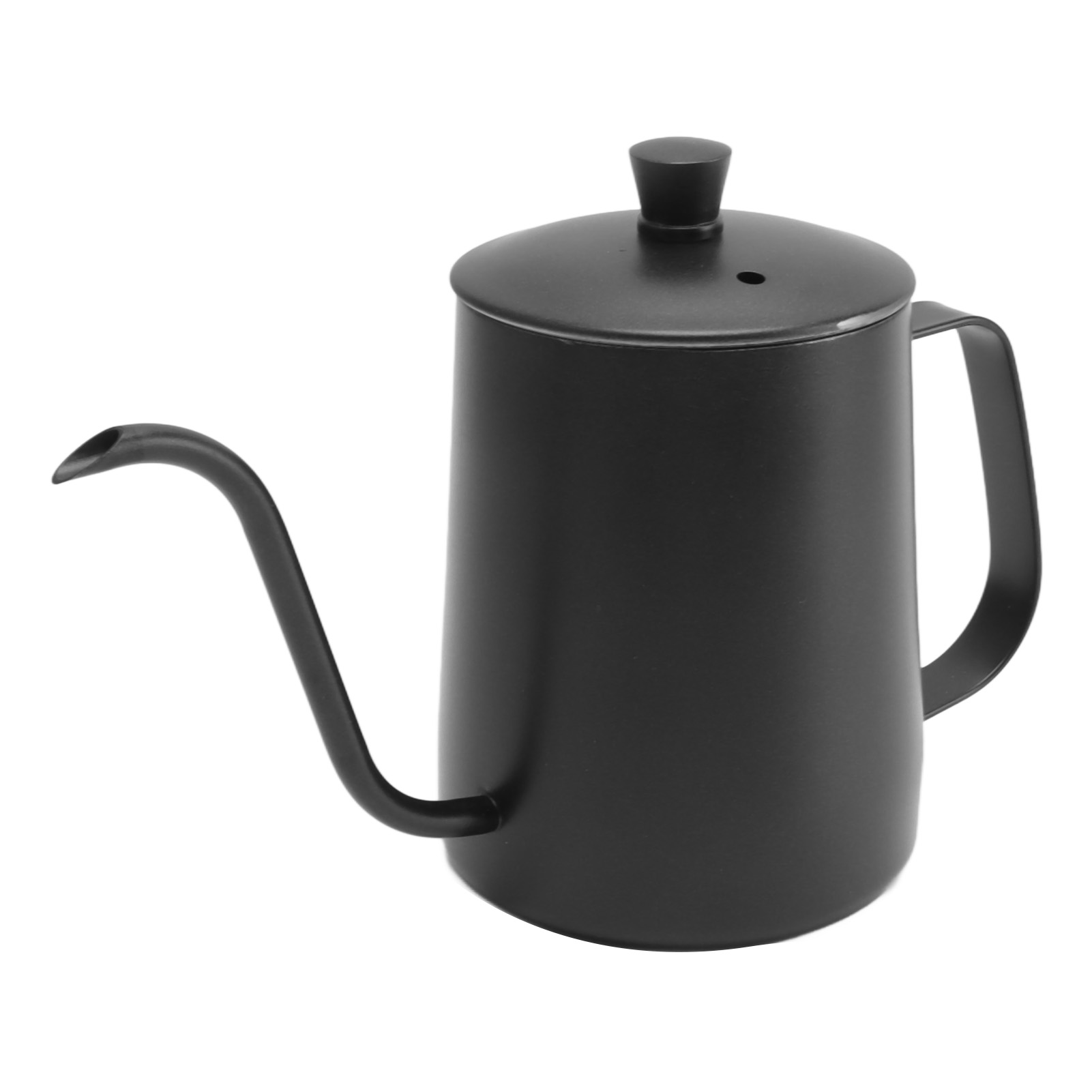 Filterkaffeekanne, Langer, Schmaler Ausguss, Schwanenhals Aus Edelstahl 304, 600 Ml, Schwarz Mit Deckel