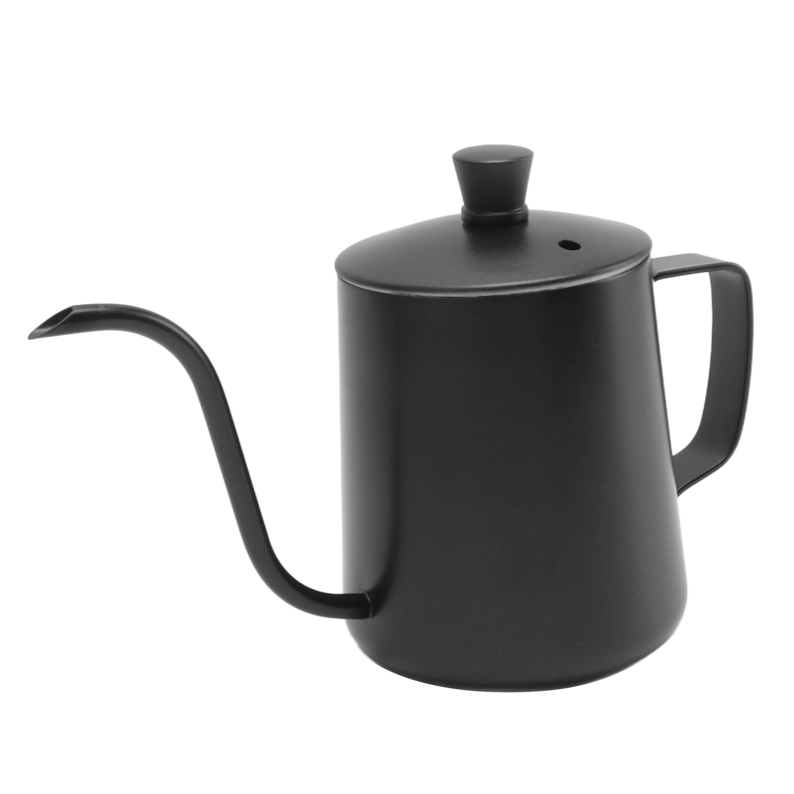 Edelstahlkessel 304 Mit Schwanenhals, Langem, Dünnem Ausguss, 350 Ml, Schwarz Mit Deckel, Für Filterkaffee Und Tee