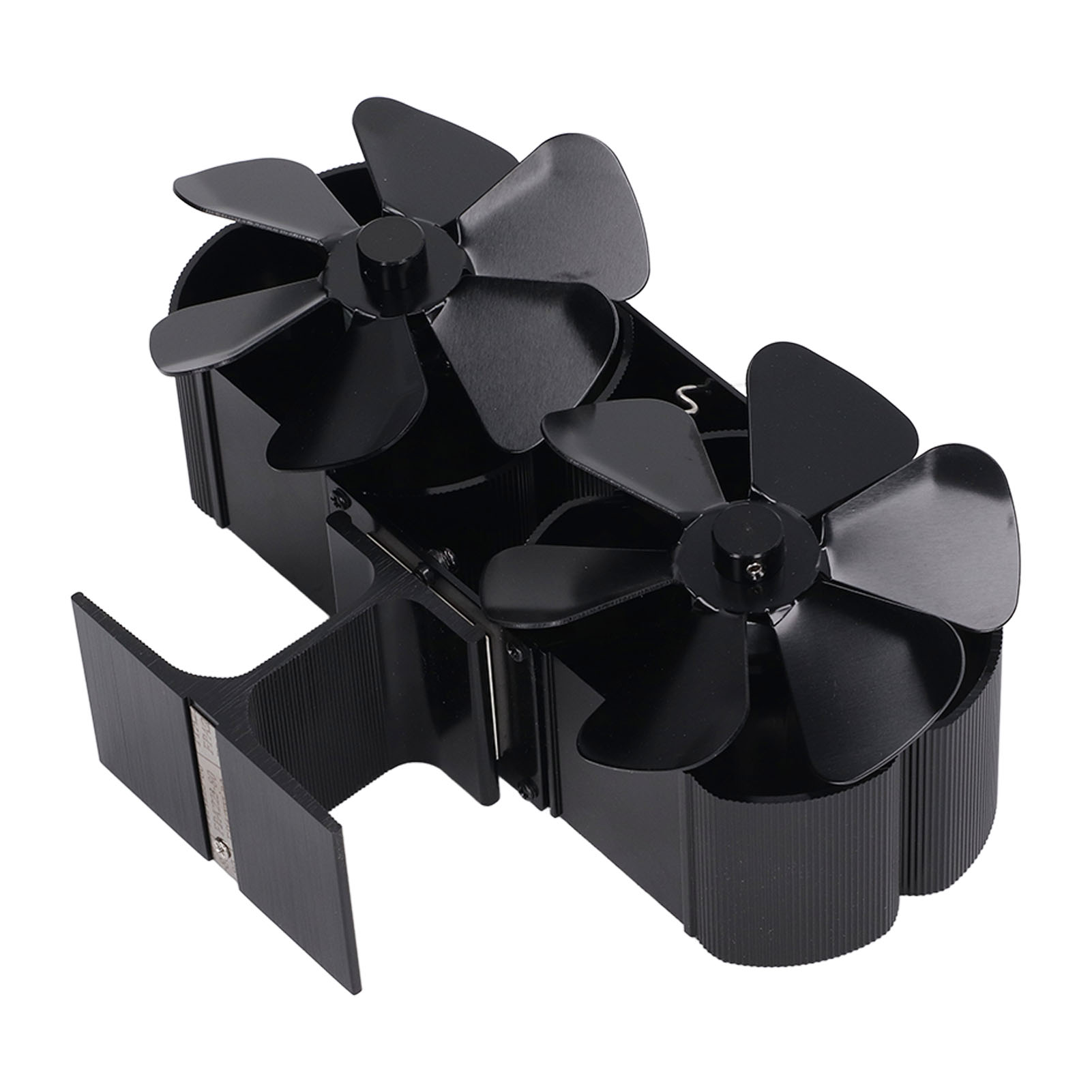 Freistehender, Schwarzer Doppelventilator Mit 6 Flügeln Für Kamine Ohne Stromanschluss