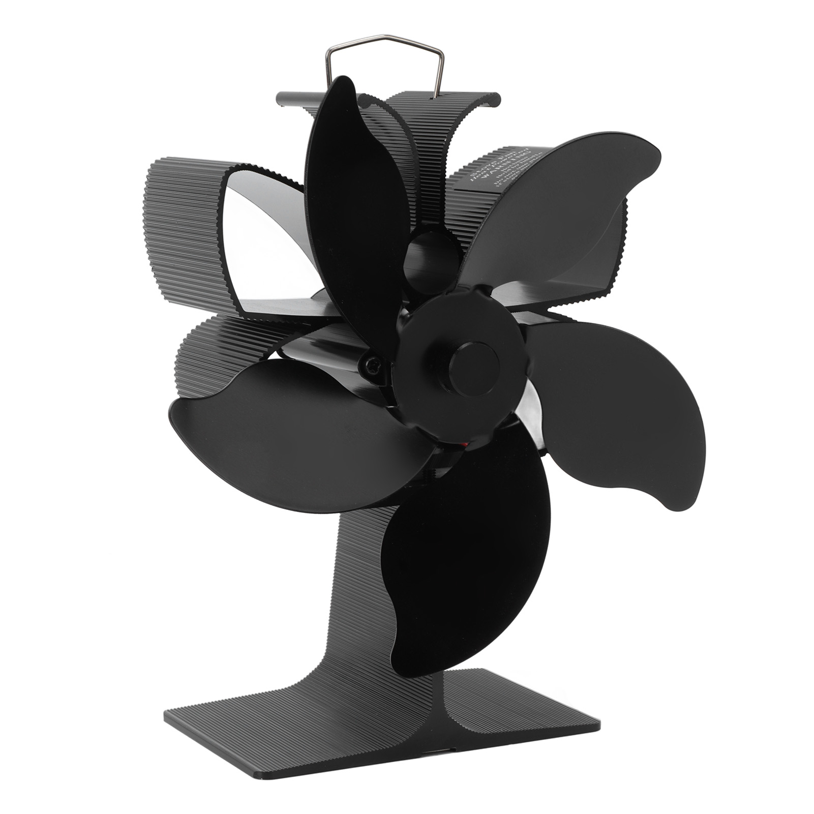 Schwarzer 5-blatt-holzofenventilator, Batterielos, Hitzebeständig, Umweltfreundlich Und Sparsam