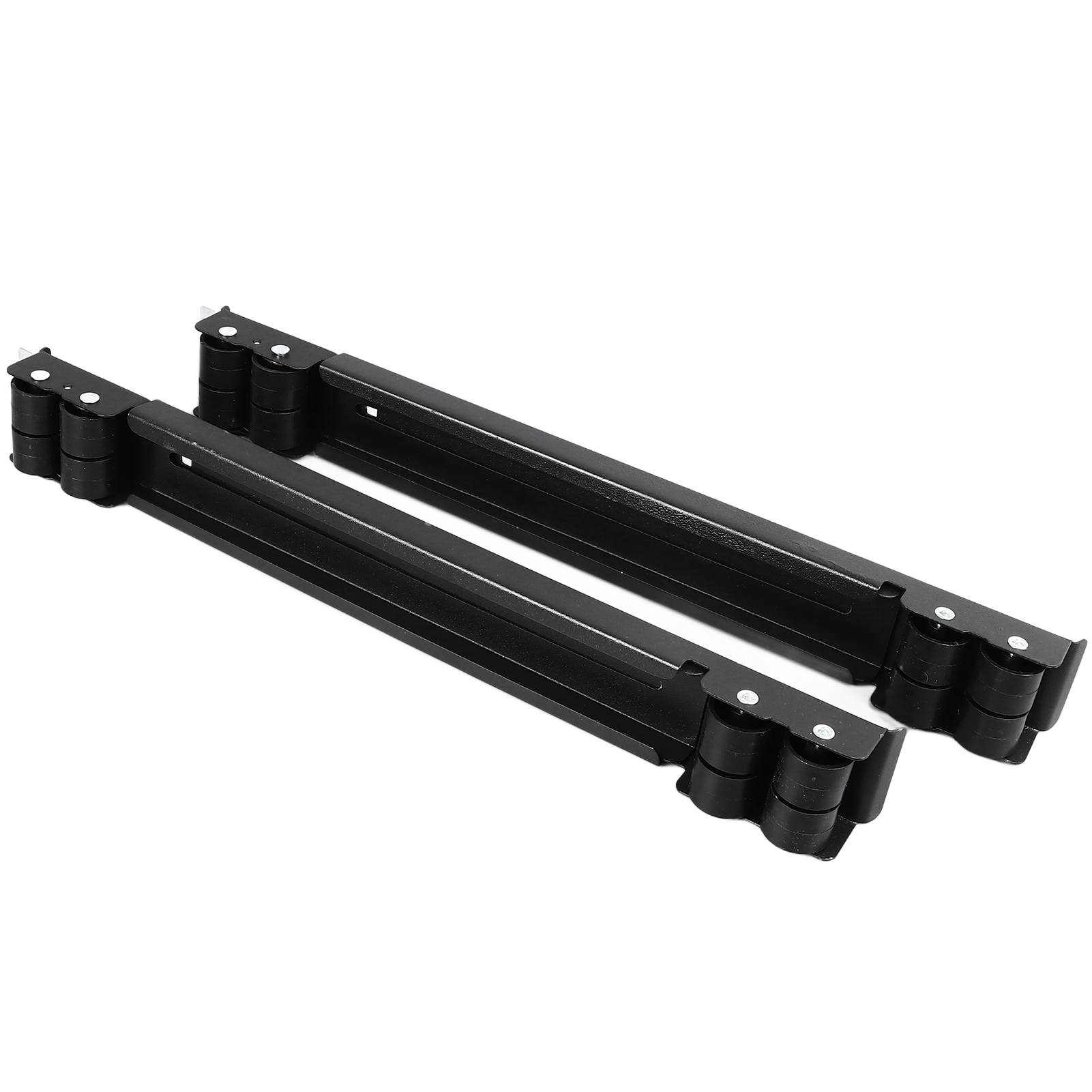Set Aus 2 Schwarzen Verstellbaren Rollen Für Haushaltsgeräte, Fahrgestell Für Waschmaschine, 16 Räder Mit Bremse, Transportbasis Für Kühlschrank, Tragfähigkeit 300 Kg.