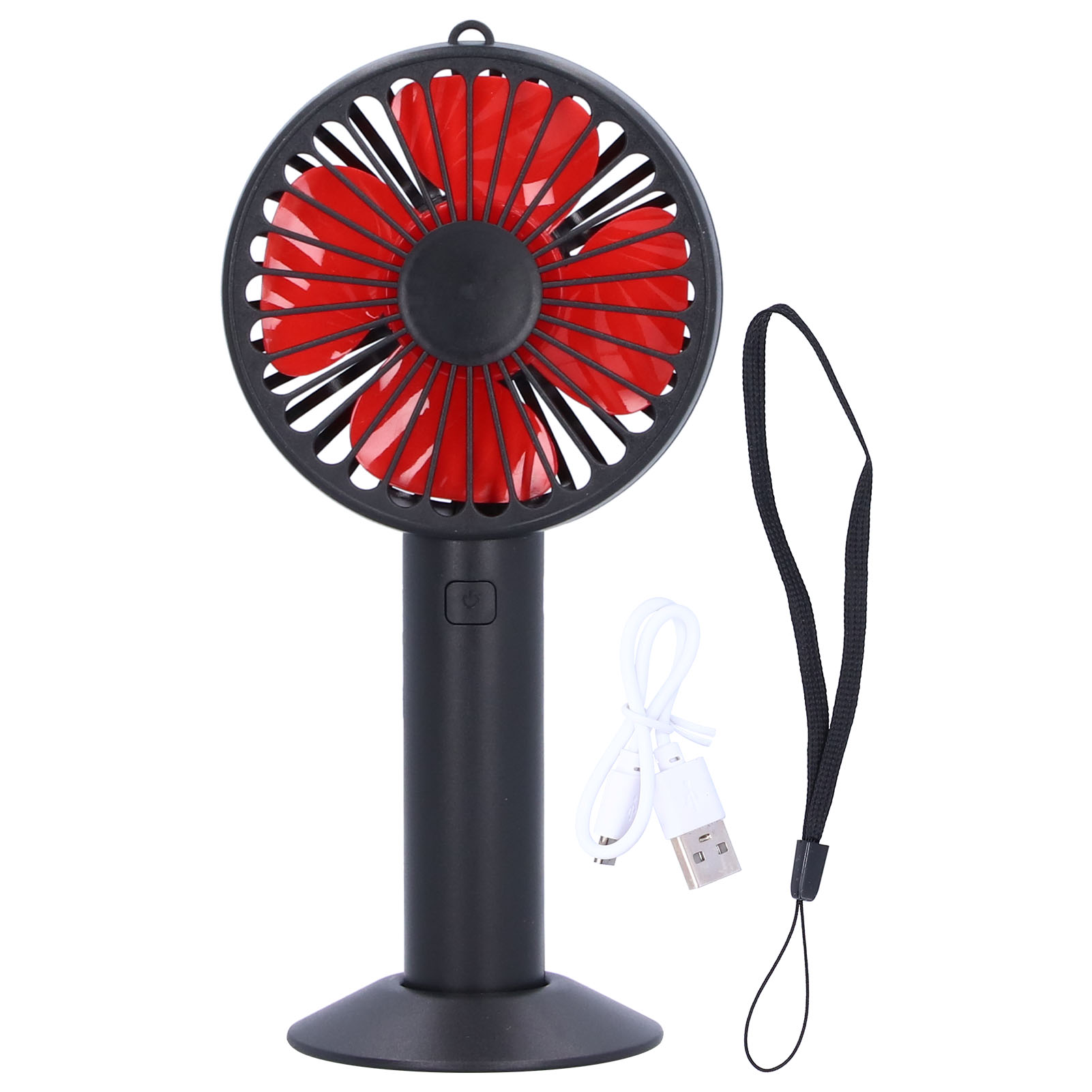 Tragbarer, Per Usb Aufladbarer Ventilator, 4 Flügel, 3 Geschwindigkeitsstufen, Schwarzes Kühlgerät Mit Ständer
