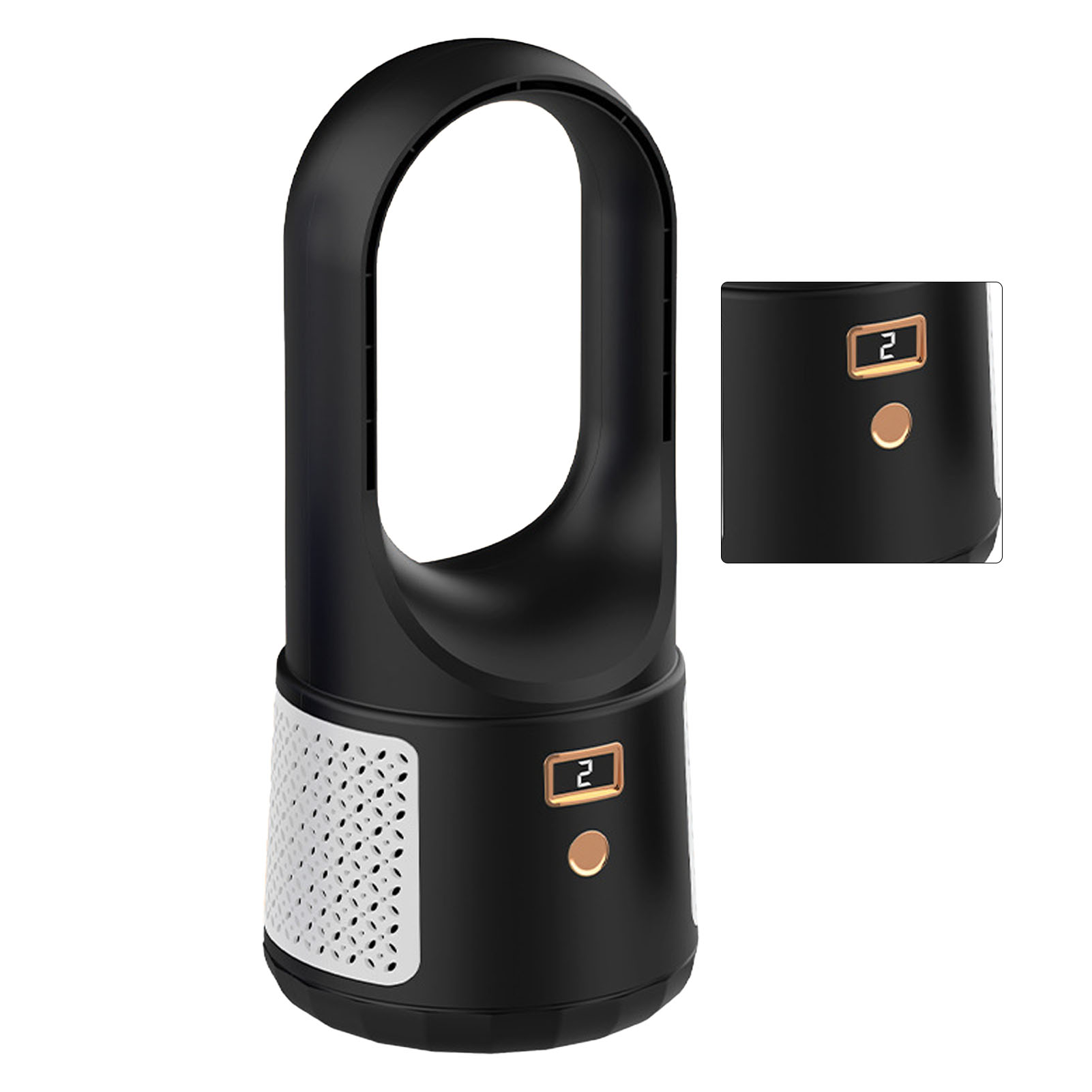 Turmventilator Ohne Rotorblätter, 6 Geschwindigkeitsstufen, Usb-aufladbar, Led-anzeige, Leise, Für Büro, Studentenwohnheim, Zuhause, Schwarz