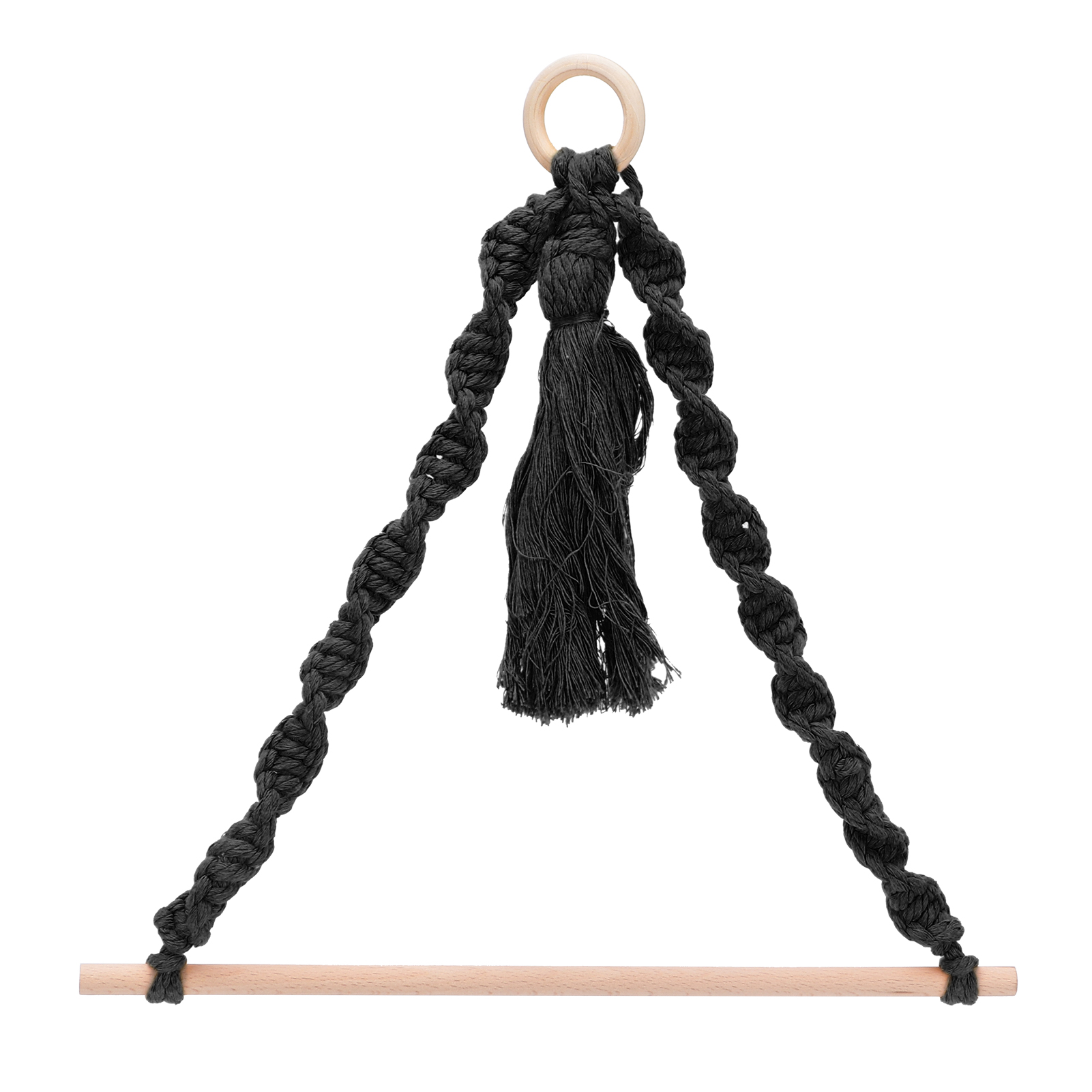 Handtuchhalter Aus Gestricktem Hanfseil, Aufhängehaken Mit Quasten Zur Fotodekoration, Aufbewahrungsaccessoire, Schwarz