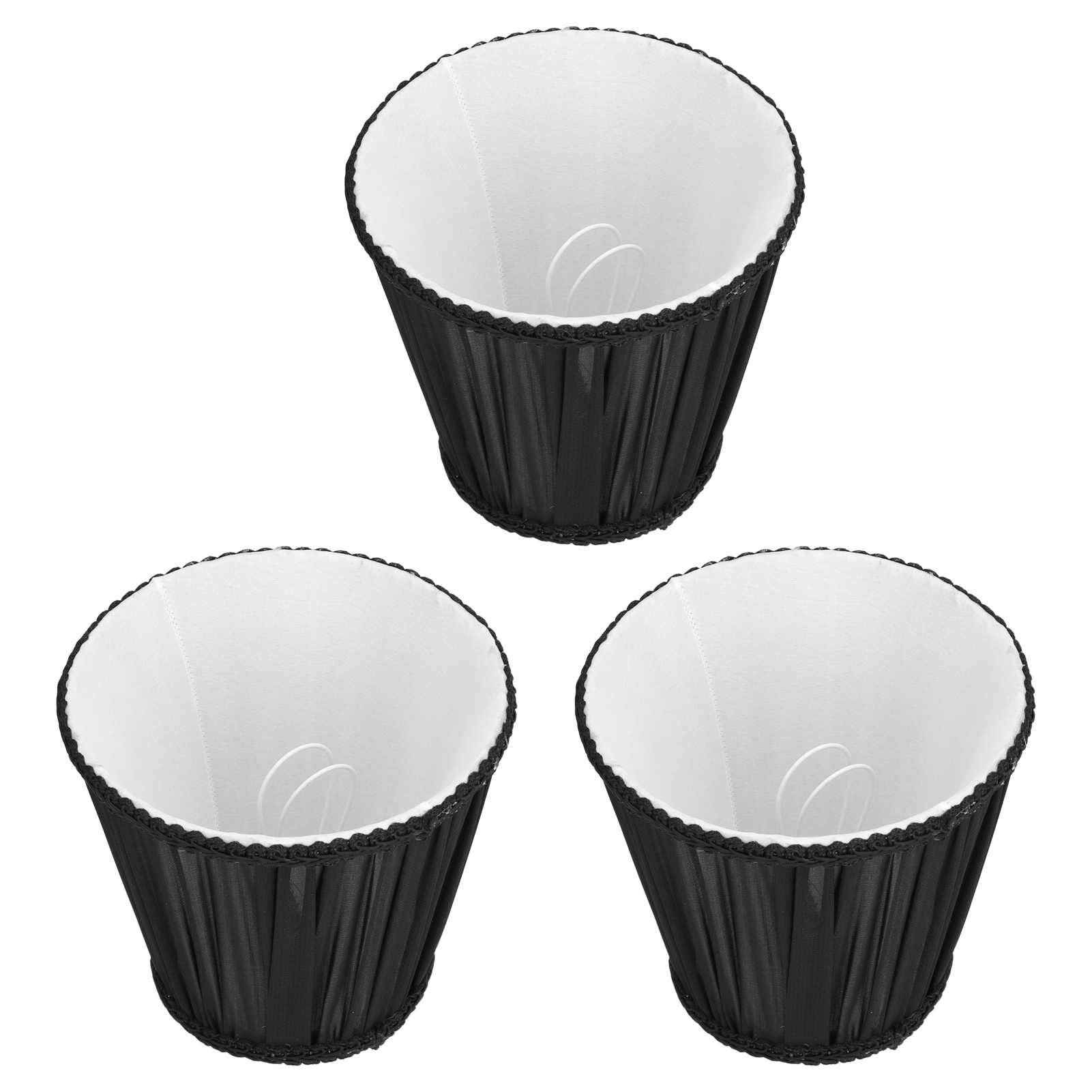 3-teiliger E14-clip-on-lampenschirm Aus Stoff, Modern, Schwarz, Für Kerzen, Kronleuchter Und Tischlampen