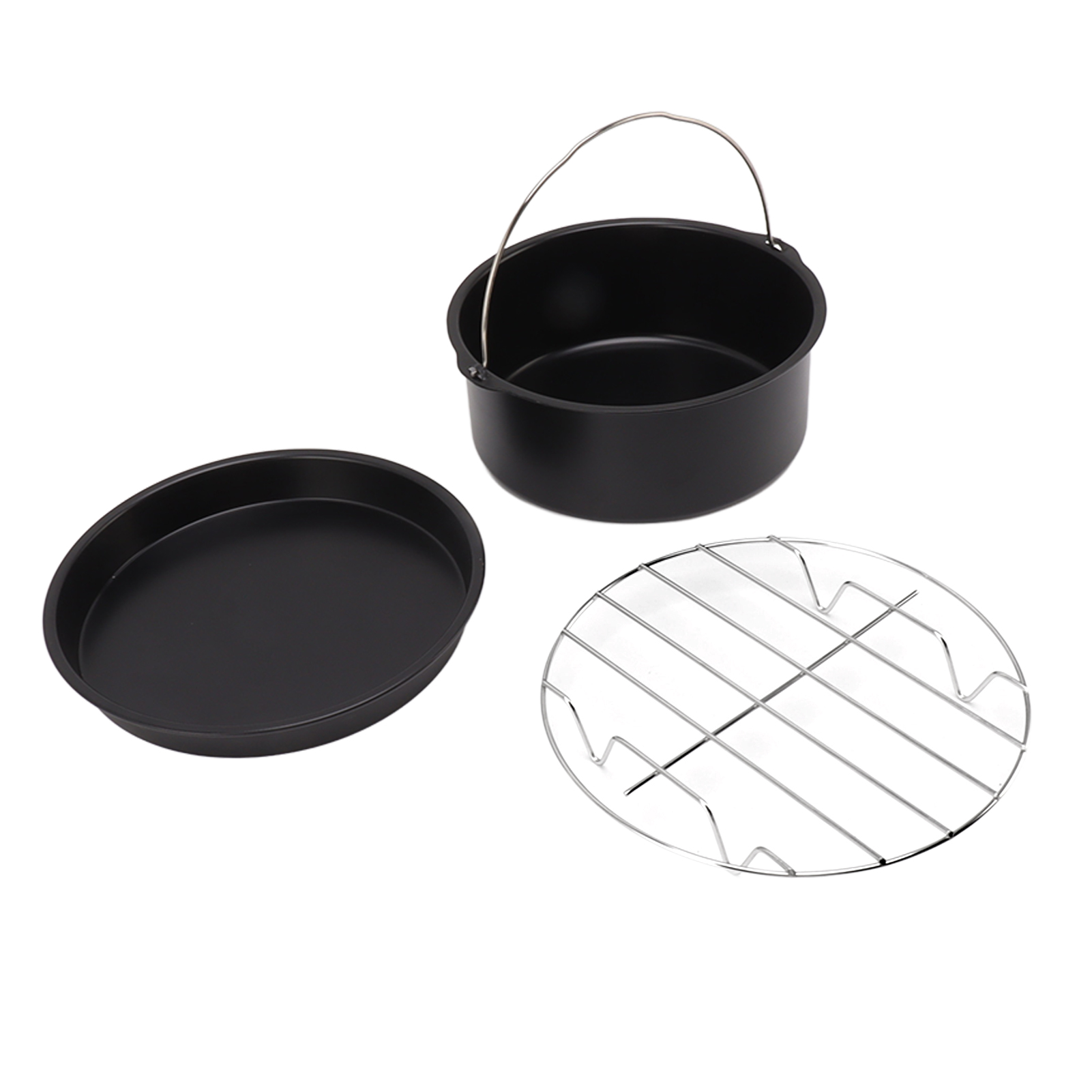 Frittierzubehör Aus Edelstahl, Backblech Für Kuchen Und Pizza, Antihaftbeschichtete Grillplatte, Spülmaschinenfest, Schwarz, 15 Cm