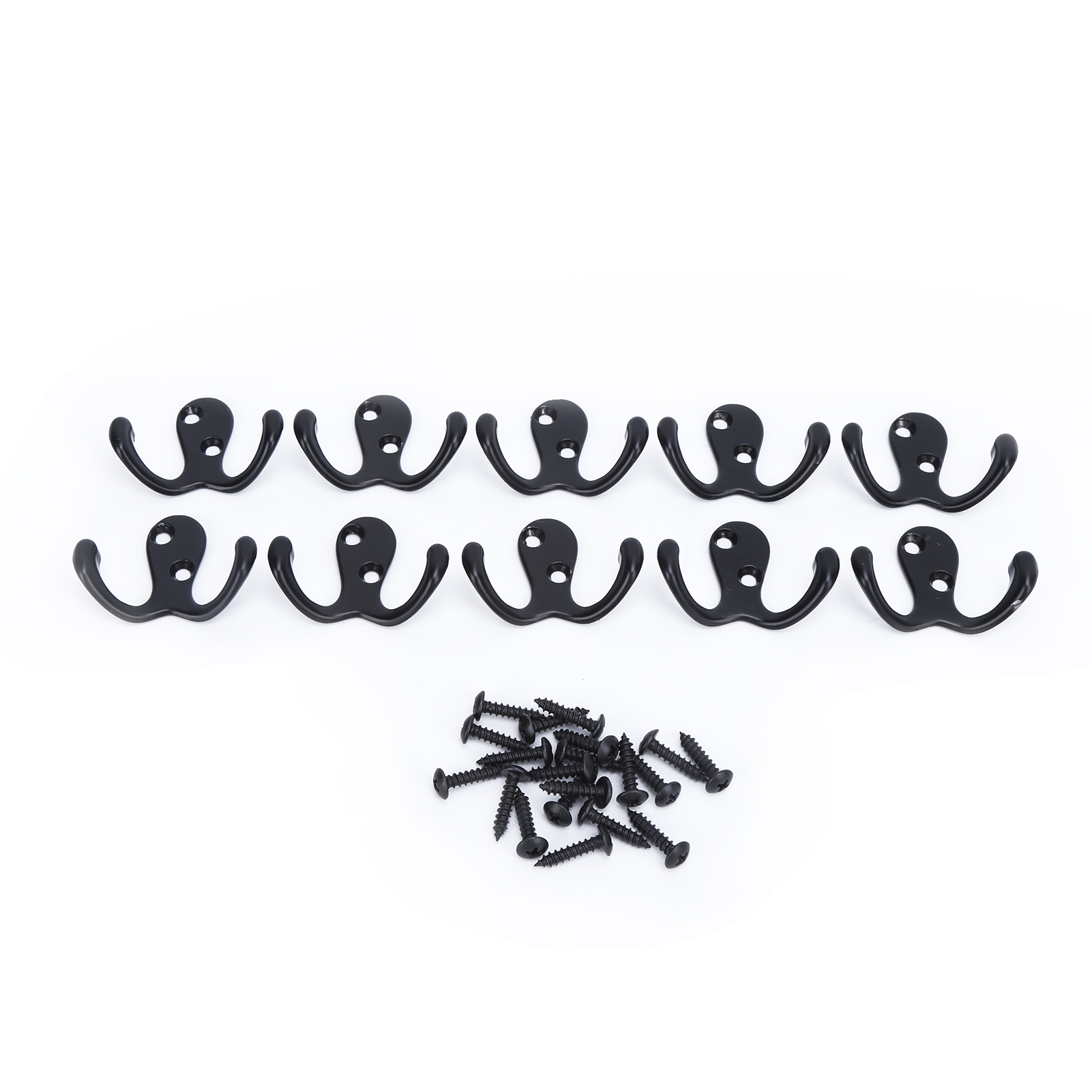 Set Mit 10 Robusten, Praktischen, Rostbeständigen Doppelwandhaken Für Mäntel, Kleidung Und Schlüssel (schwarz)