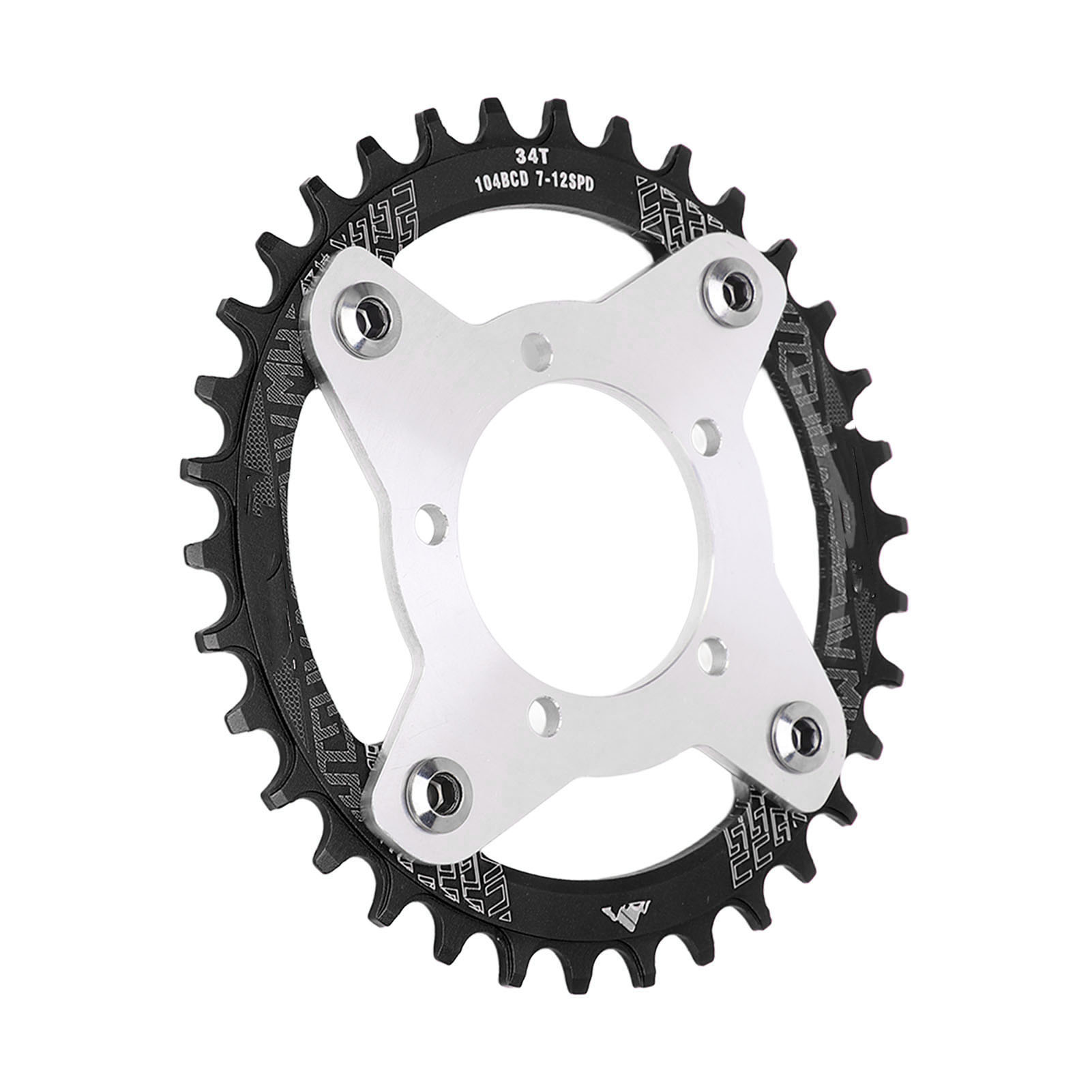 34t 104 Bcd Kettenblatt Und Adapter Für Bafang Bbs01 Bbs02 Mittelmotoren, Schwarz
