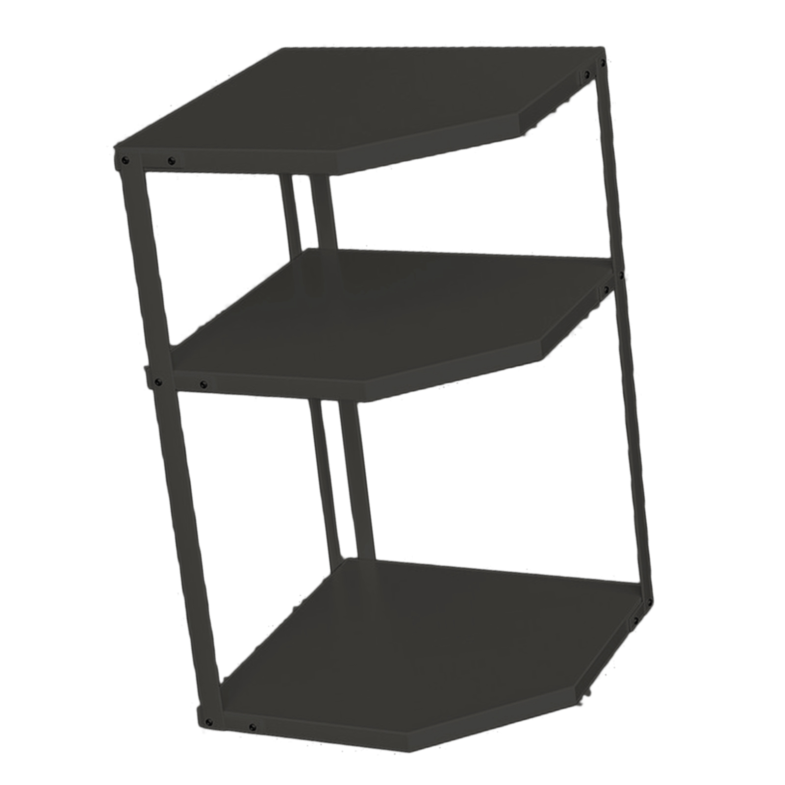 Eckküchenregal Aus Kohlenstoffstahl, 3 Ebenen, Schwarz, 27 X 27 X 45,5 Cm, Fächerförmig, Stabil, Platzsparend, Topf- Und Pfannenablage