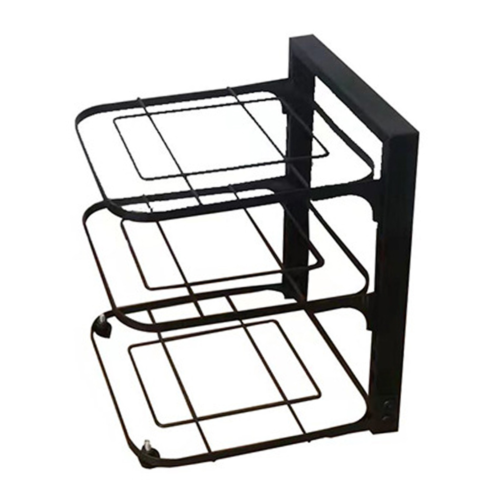 Küchenregal Aus Kohlenstoffstahl, Schwarzer Mehrfach-regalorganizer Für Töpfe Und Pfannen, Drei Ebenen, 45 X 24 X 7 Cm