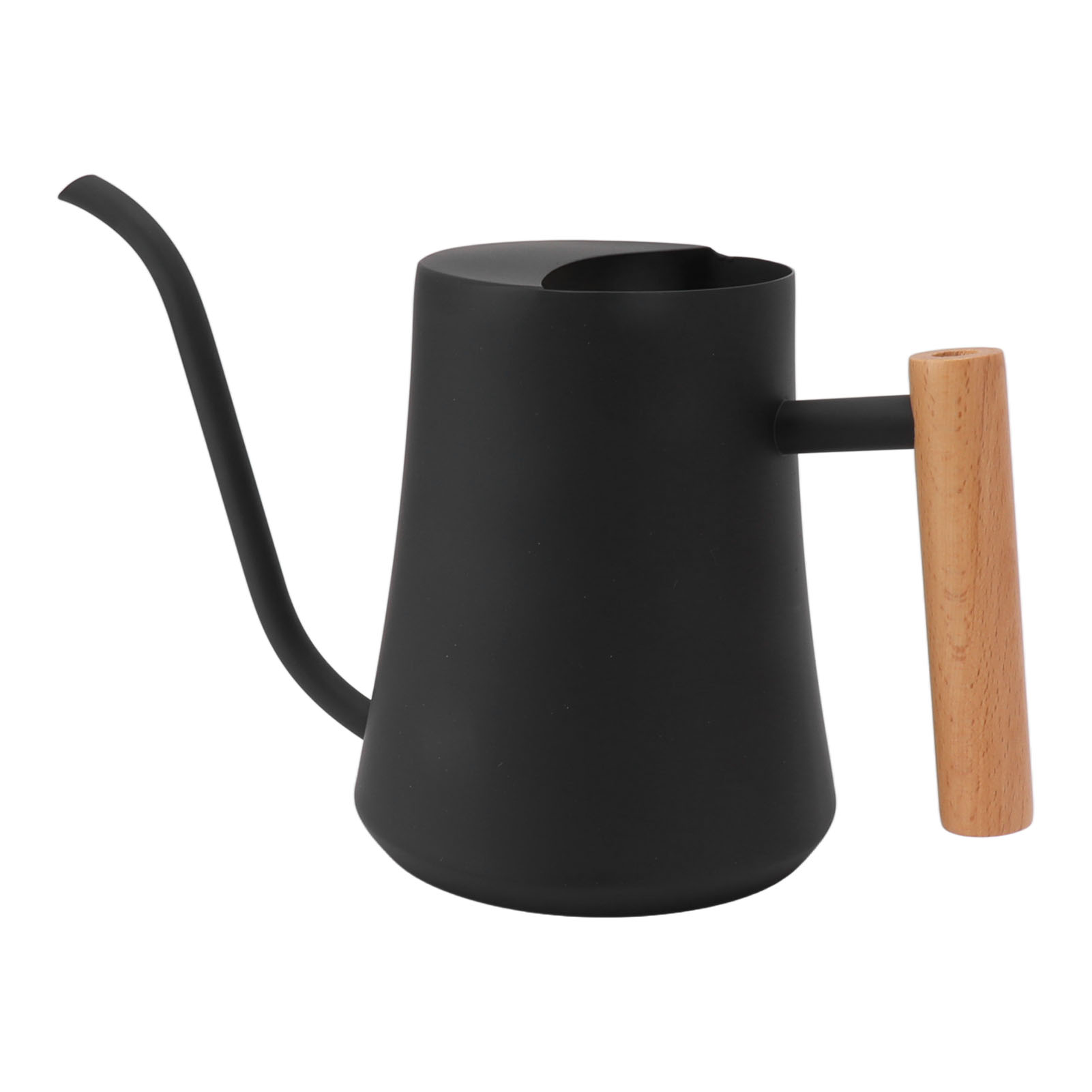 Retro-gießkanne Aus Edelstahl, 1000 Ml, Pflanzgefäß Mit Holzgriff, Für Drinnen Und Draußen, Schwarz