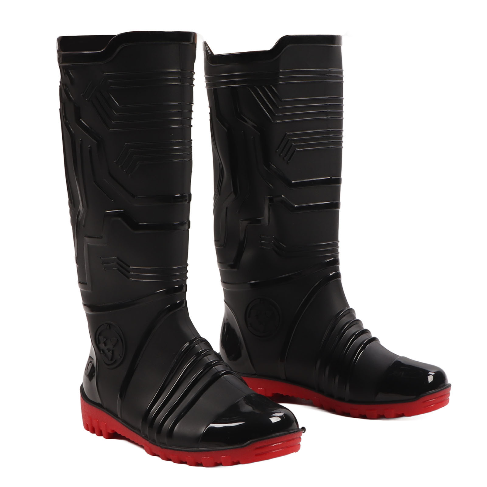 Wasserdichte, Atmungsaktive, Strapazierfähige, Rutschfeste Herren-regenstiefel Mit Hohem Schaft, Fleecefutter, Schwarzer Außensohle, Roter Sohle, Größe 41