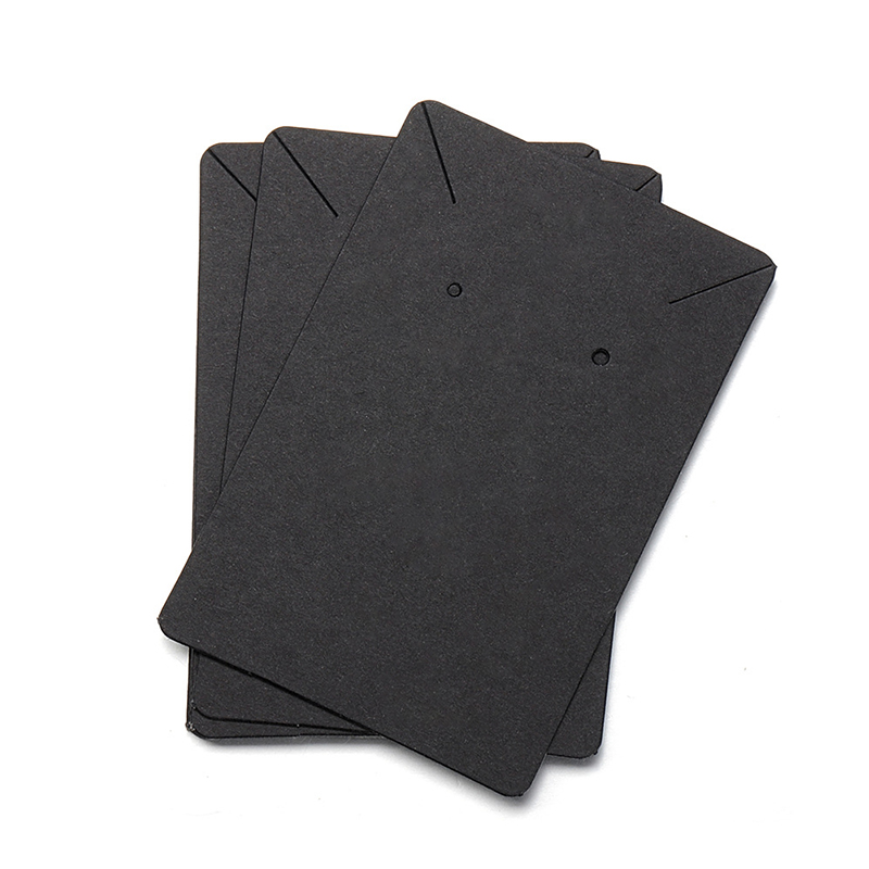 100 Leere Ohrringkarten Aus Kraftpapier (6 X 9 Cm) Mit 100 Opp-hüllen Zur Präsentation Von Halsketten Und Armbändern – Schwarz