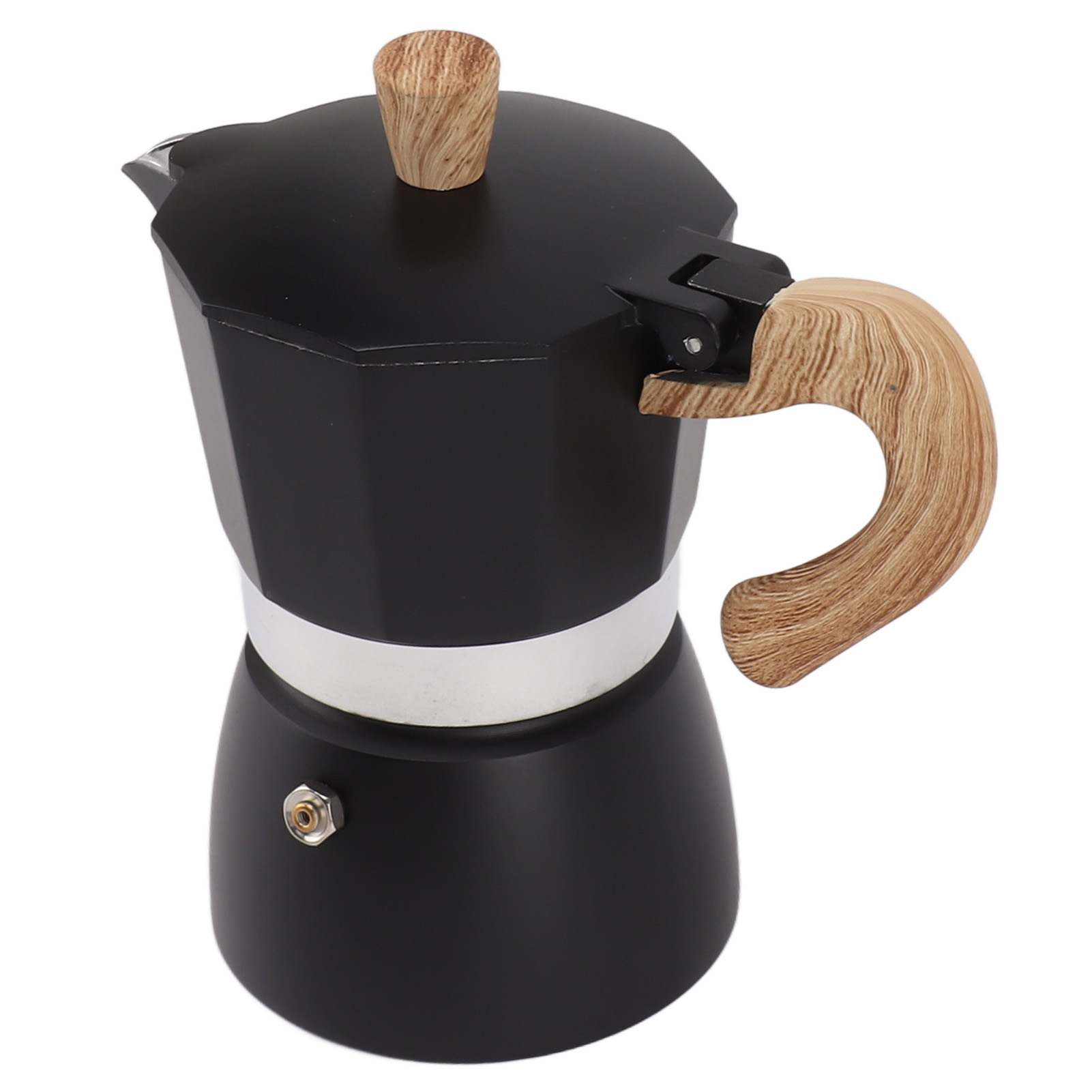Klassische Achteckige Moka-kanne Aus Aluminium – Tragbare Kaffeemaschine Für Camping Und Zuhause – Schwarz – 3 Tassen