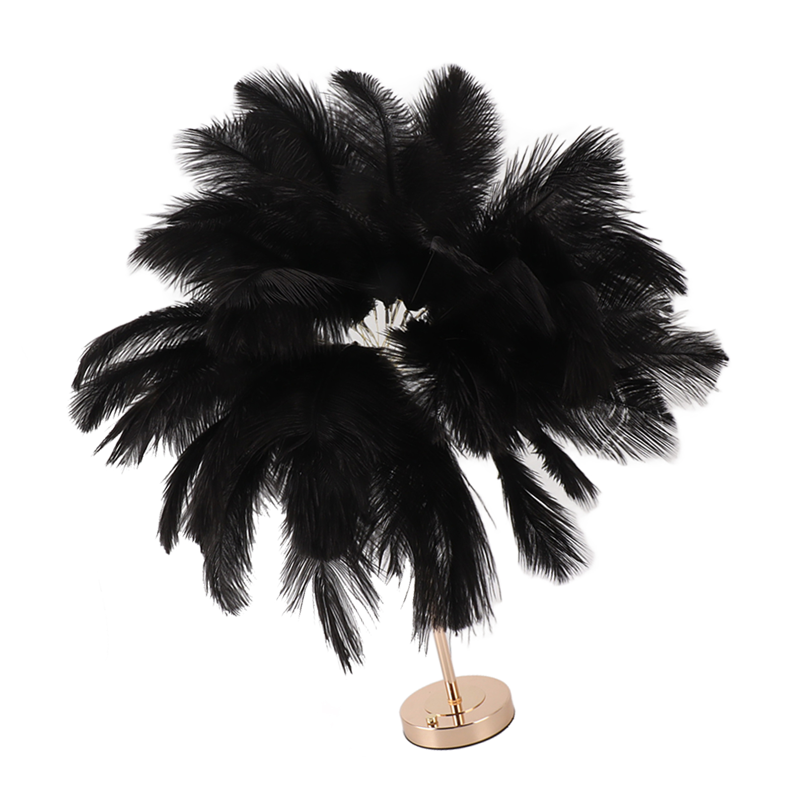 Wiederaufladbare Stehlampe Aus Straußenfedern, Romantische Moderne Tischlampe, Schlafzimmerdekoration, Schwarze Nachttischlampe Für Zuhause