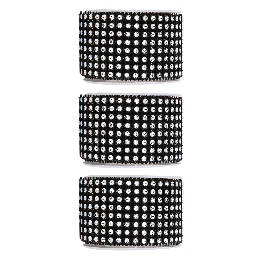 Strass-spitzenband, 3-teilige Rolle, Glänzendes Diamant-dekorationsband Für Diy-bastelarbeiten, Schwarz