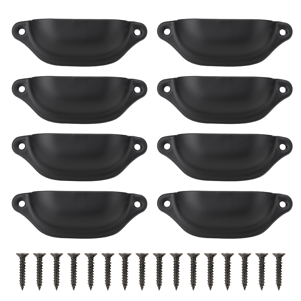 Antiker Muschelförmiger Schubladengriff, Halbkreis, Chinesischer Stil, Für Medizinschrank, Bücherregal, Kleiderschrank, Schublade (schwarz)