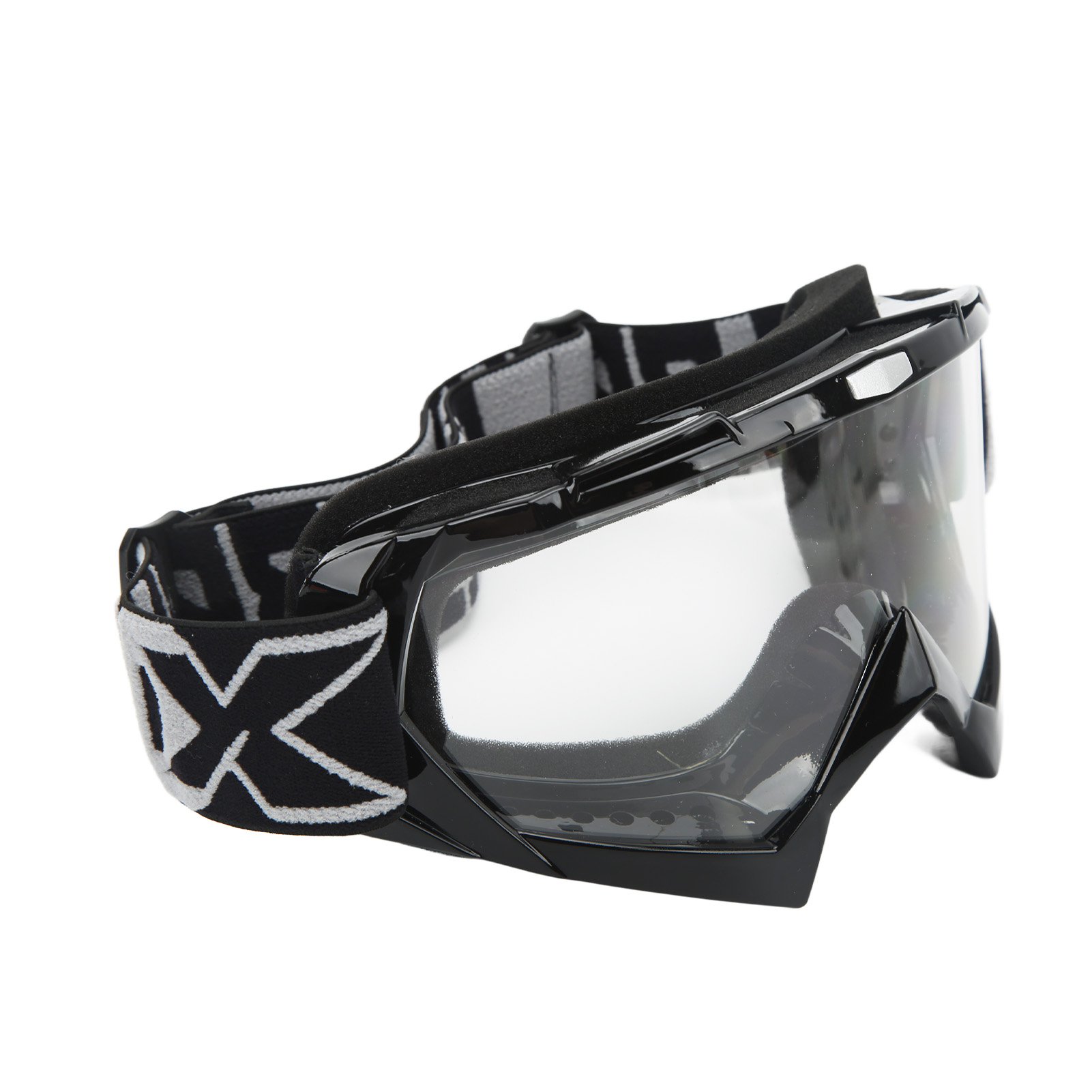 Verstellbare Motorradbrille Aus Polycarbonat-schwamm, Schutzzubehör Für Offroad-motorräder, Schwarzer Rahmen, Klare Graue Gläser