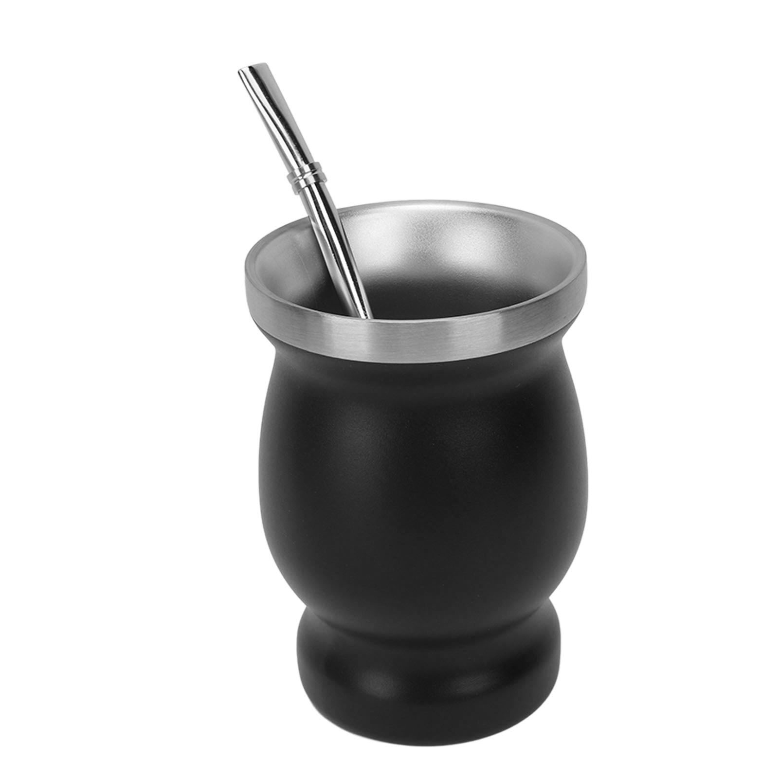 230-ml-reisebecher Aus Doppelwandigem Edelstahl Mit Löffel, Strohhalm Und Reinigungsbürste Isolierter Becher Für Tee, Kaffee Und Wein