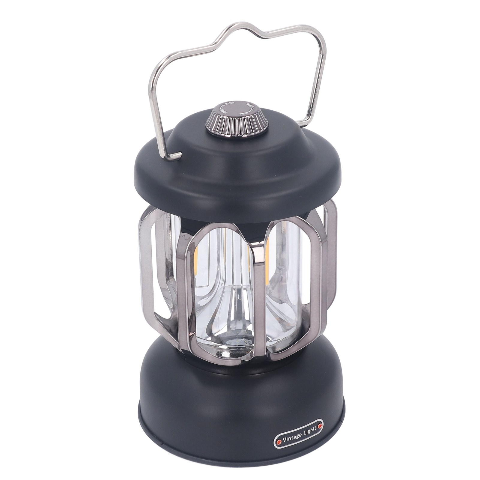 Retro-campinglaterne, Vintage-usb-c-akkulampe, 3 Dimmstufen, Wasserdichter Haken, Schwarze Led-zelt-/gartenlampe