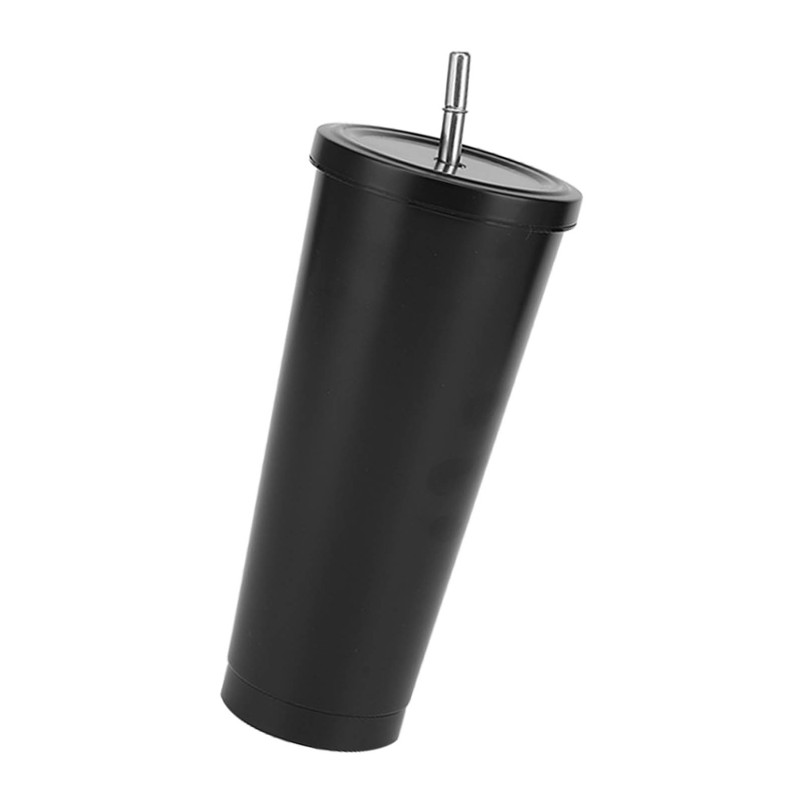 750-ml-kaffeebecher, Edelstahl-isolierbecher Mit Deckel Und Strohhalm, Für Heiße Und Kalte Getränke, Für Reisen, Zuhause, Camping, Büro, Schwarz