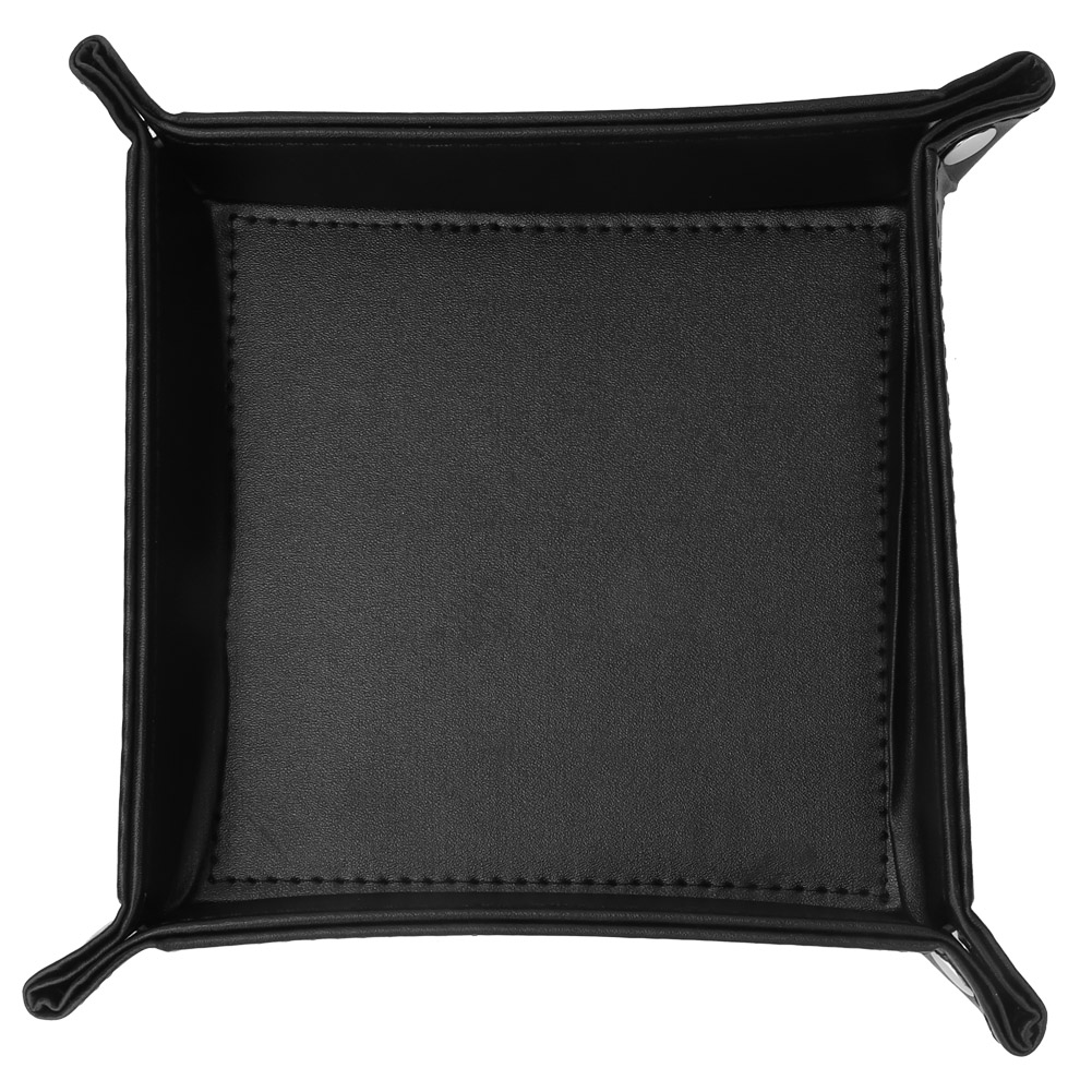 Faltbare Aufbewahrungsbox Aus Pu-leder Für Schlüssel, Würfel, Münzen, Uhren Und Diverse Accessoires (schwarz)