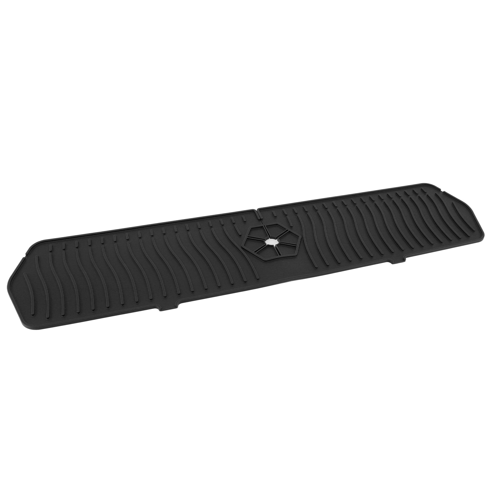 Schwarze 61 Cm Silikon-wasserhahnmatte, Tropfschutz Für Wasserhahngriff, Schwammhalter Für Küchenspüle, Große Größe