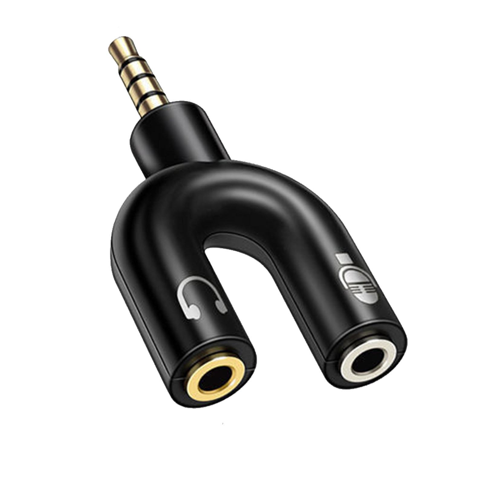 U-förmiger Audio-adapter Aus Aluminium, Kopfhörer-splitter 2 Buchsen Auf 1 Stecker, 3,5-mm-klinkenstecker, Schwarz