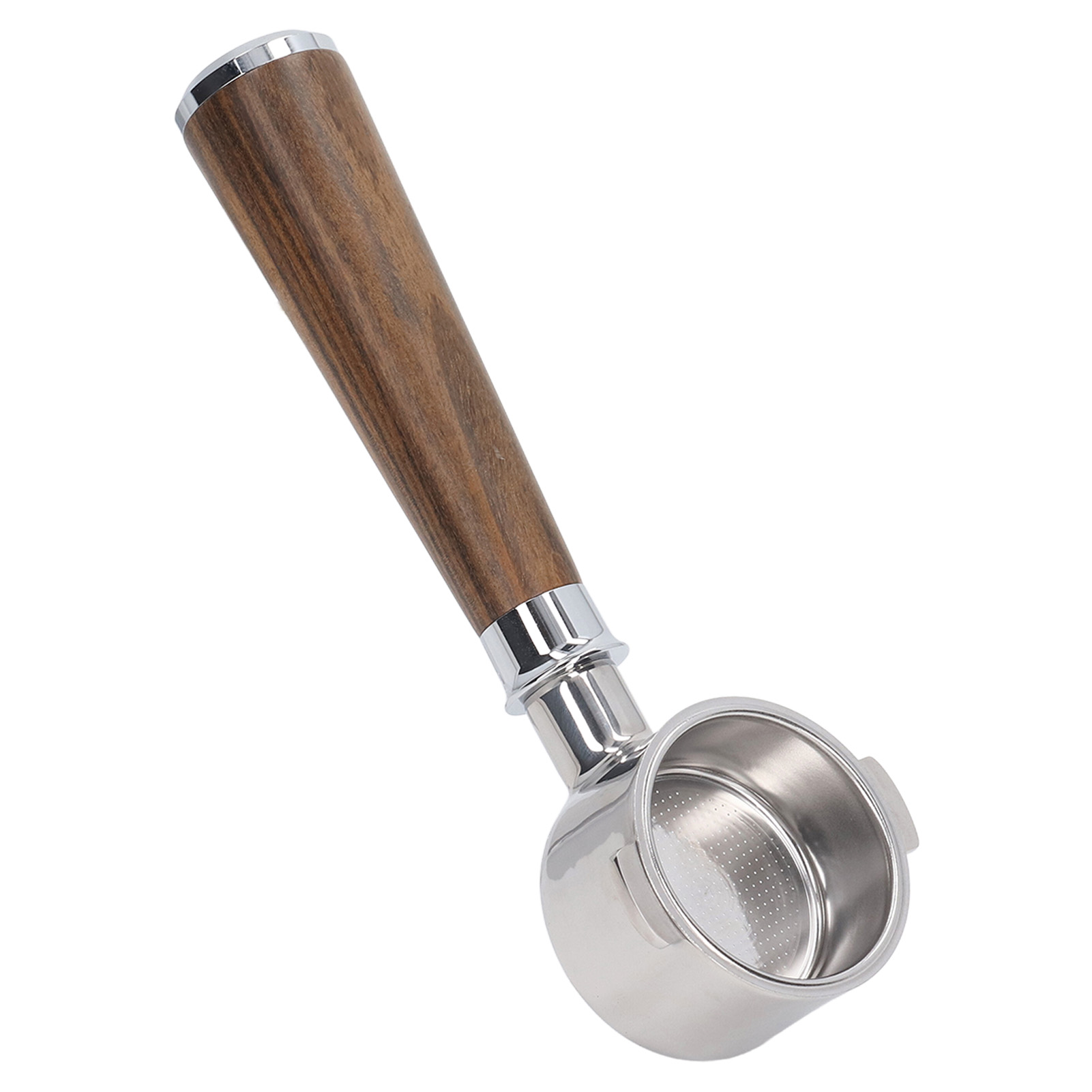 Edelstahlgriff Für 51-mm-siebträger Mit Zwei Ohren (bodenlos), Kompatibel Mit Delonghi Eco310, Schwarz Und Palisander