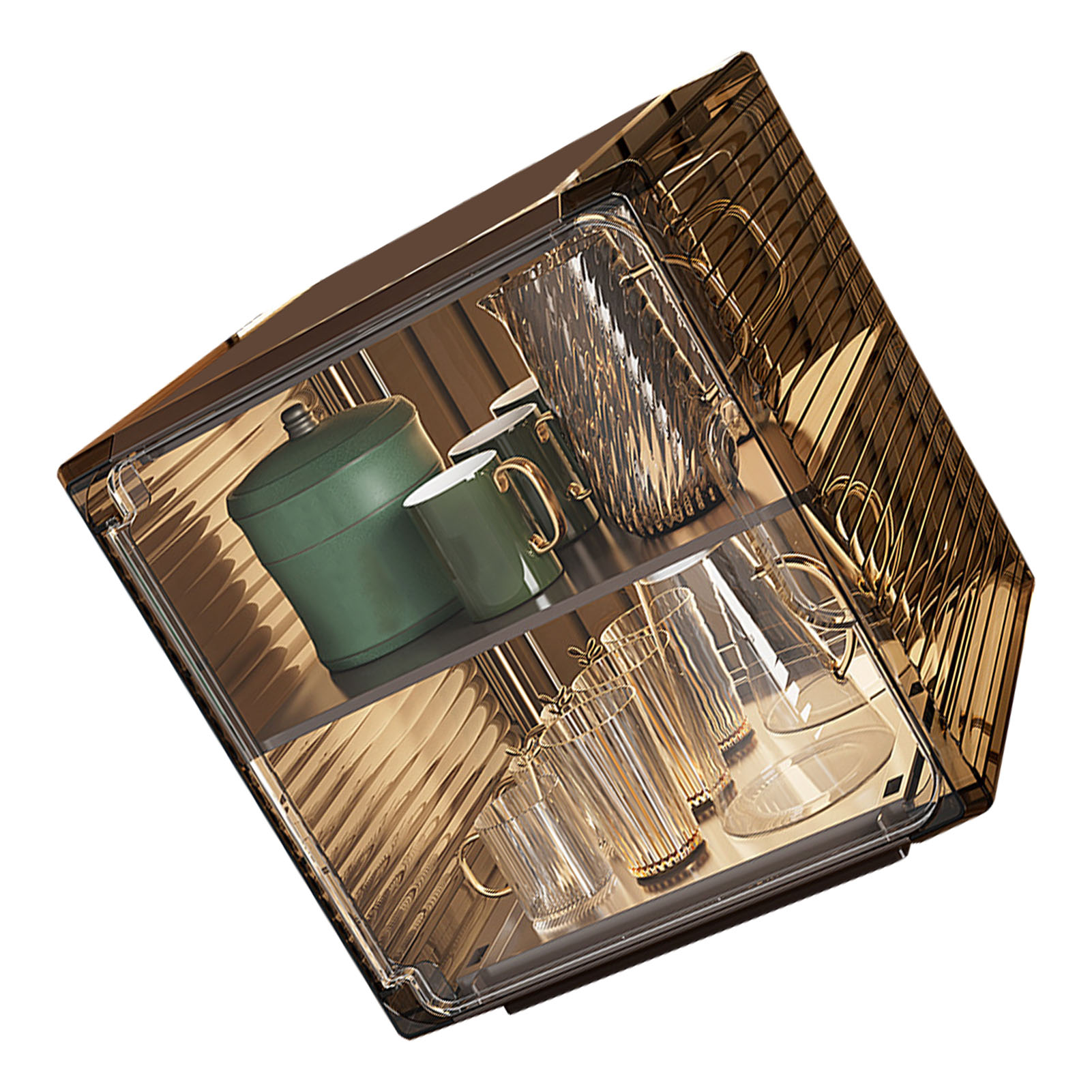 Transparente, Stapelbare Und Staubdichte Besteckablage Aus Kunststoff Für Tassen, Tassenorganizer Für Schrank Und Büro, Mittlere Größe, Schwarz