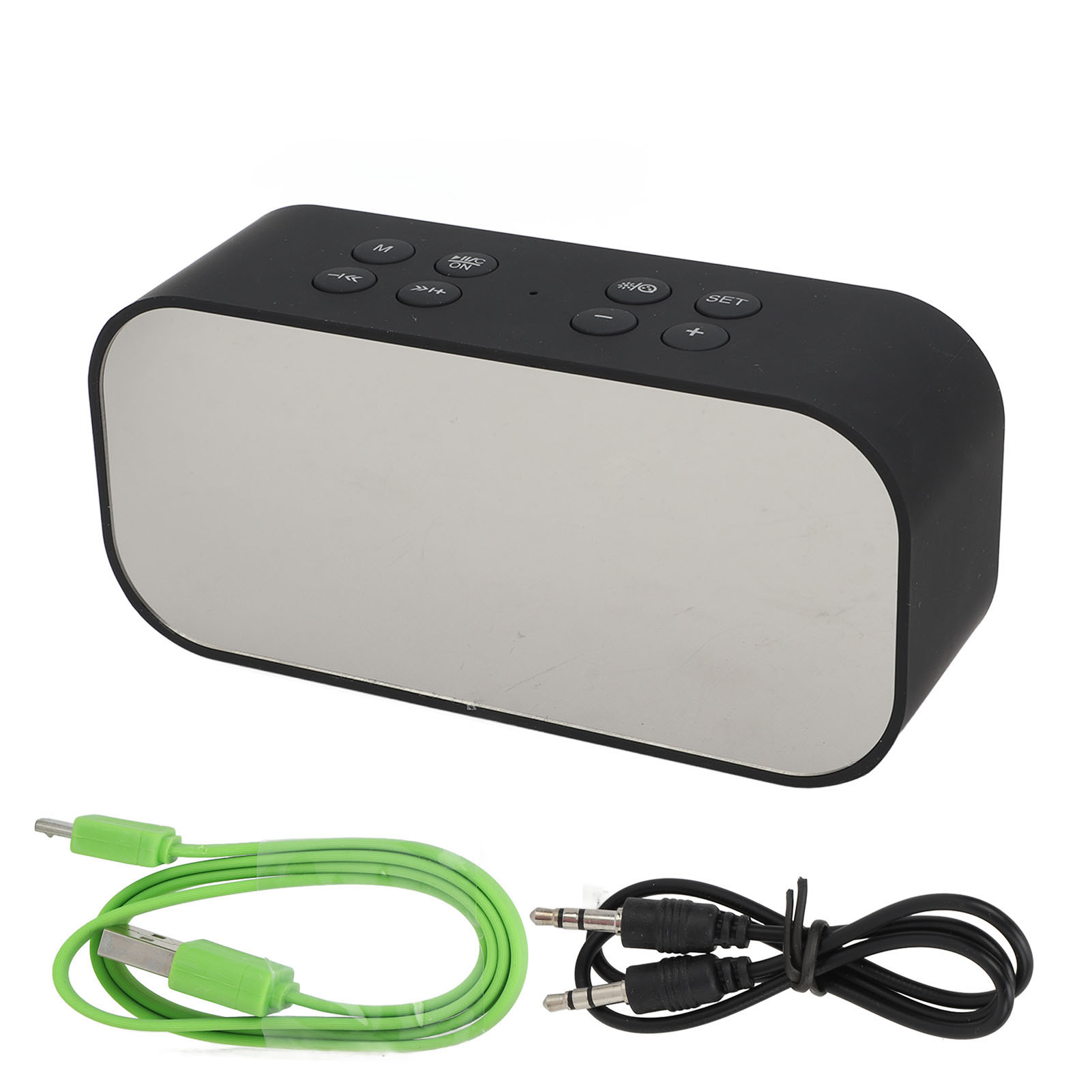 2-in-1 Bluetooth-wecker Mit Lautsprecher, Kraftvoller Bass, Geräuschunterdrückung, Einstellbare Helligkeit, Tragbarer Lautsprecher Für Zuhause Oder Büro, Schwarz