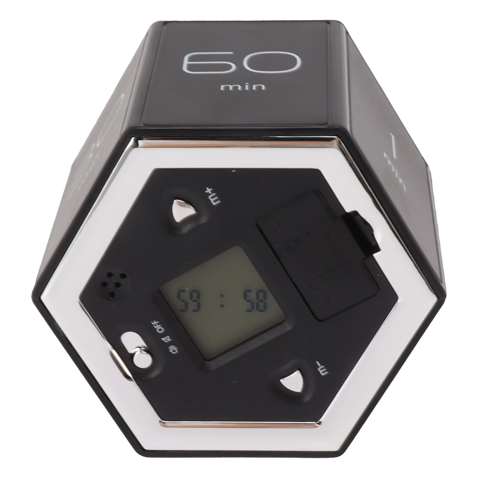 Leiser Hex-flip-timer, Magnetischer Zeitmanagement-würfel Mit Lcd-display Für Küche, Arbeitszimmer Und Büro, Schwarz
